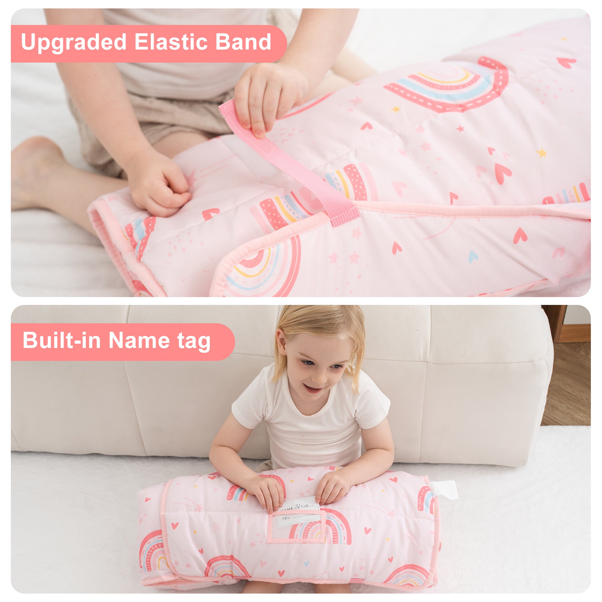Cozy Comfort Nap Mat - Pink Rainbow