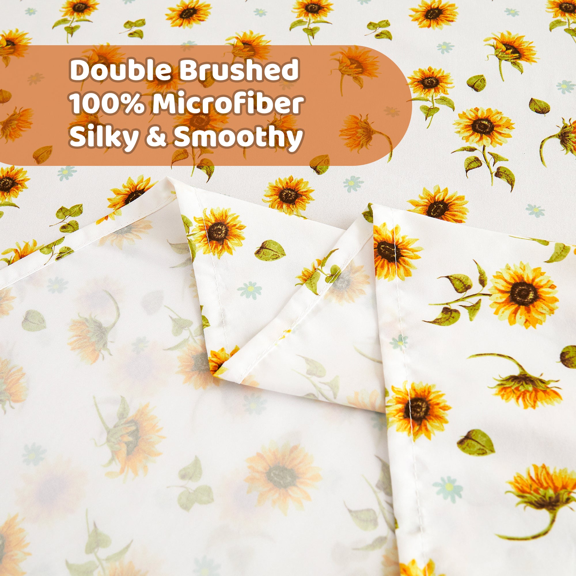 Sunflower Breeze Pattern Sheet Set with Non-slip Straps