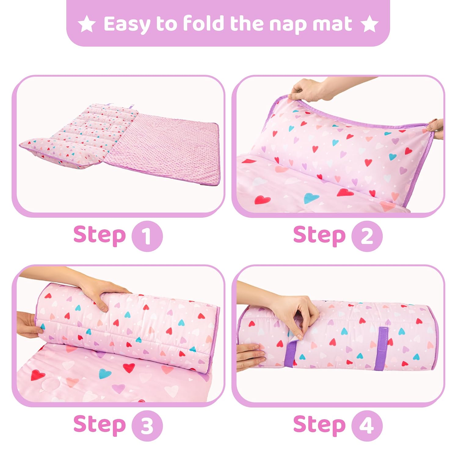 Cozy Comfort Nap Mat - Colorful Hearts