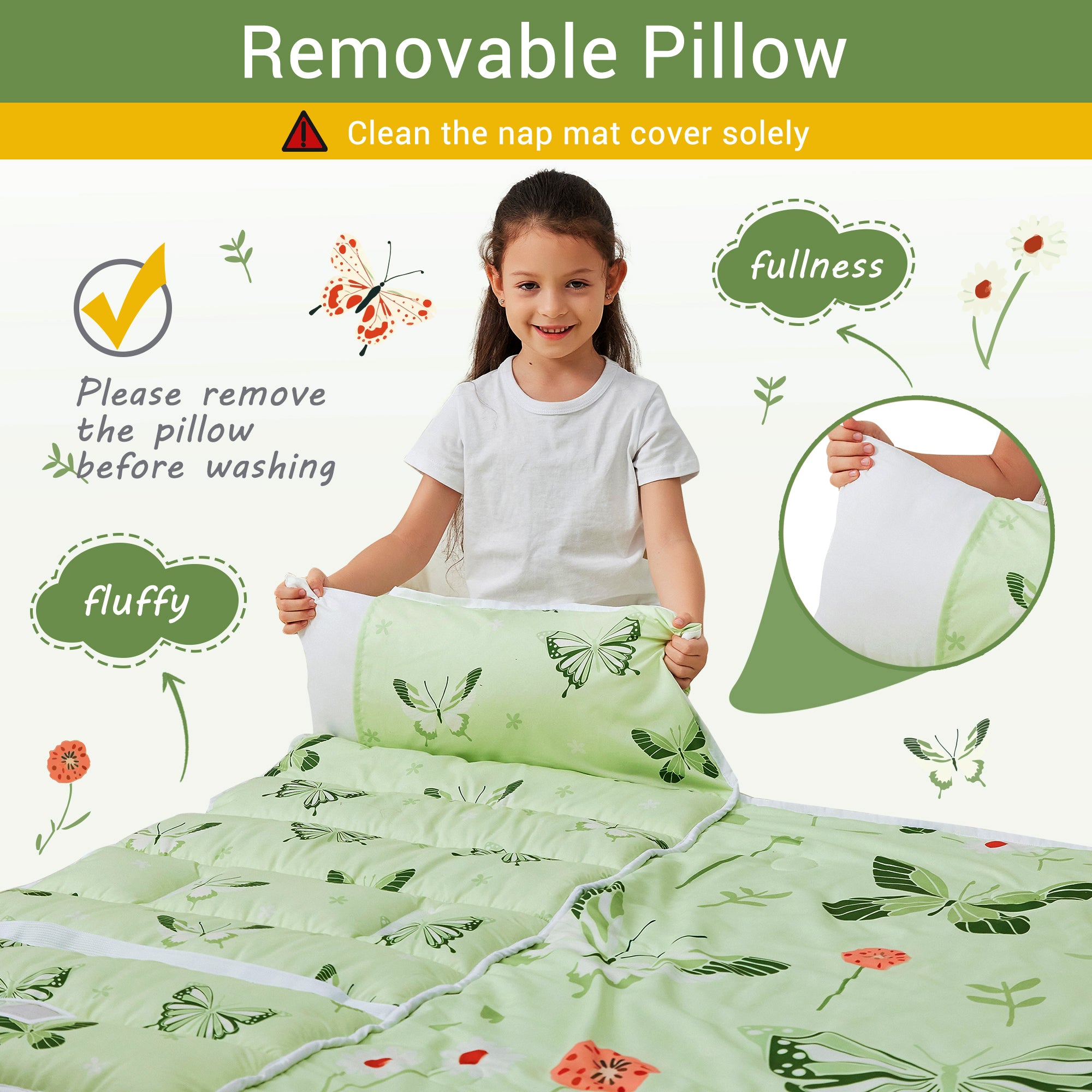 Cozy Comfort Nap Mat - Green Butterfly