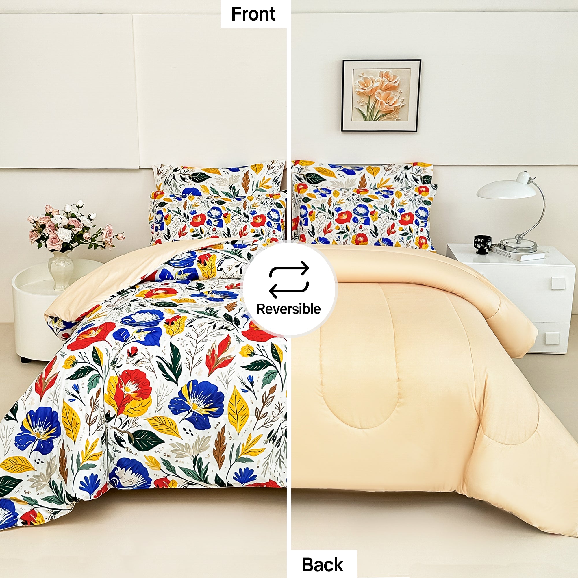 Vibrant Floral Symphony Comforter Set 7 Pieces