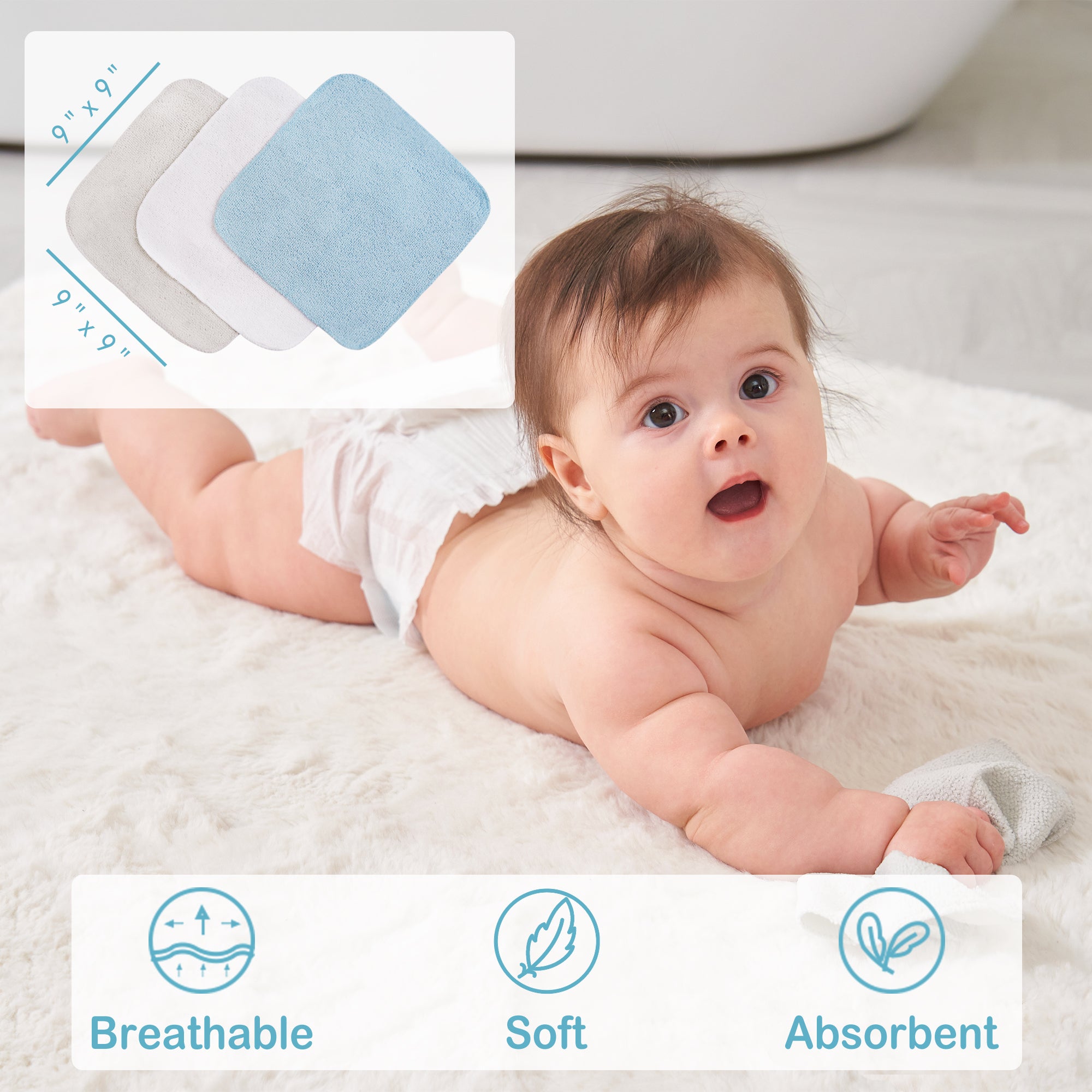 Lion Baby Towels and Baby Wash Cloths Set 6-Pack Size 28 x 28 Inch