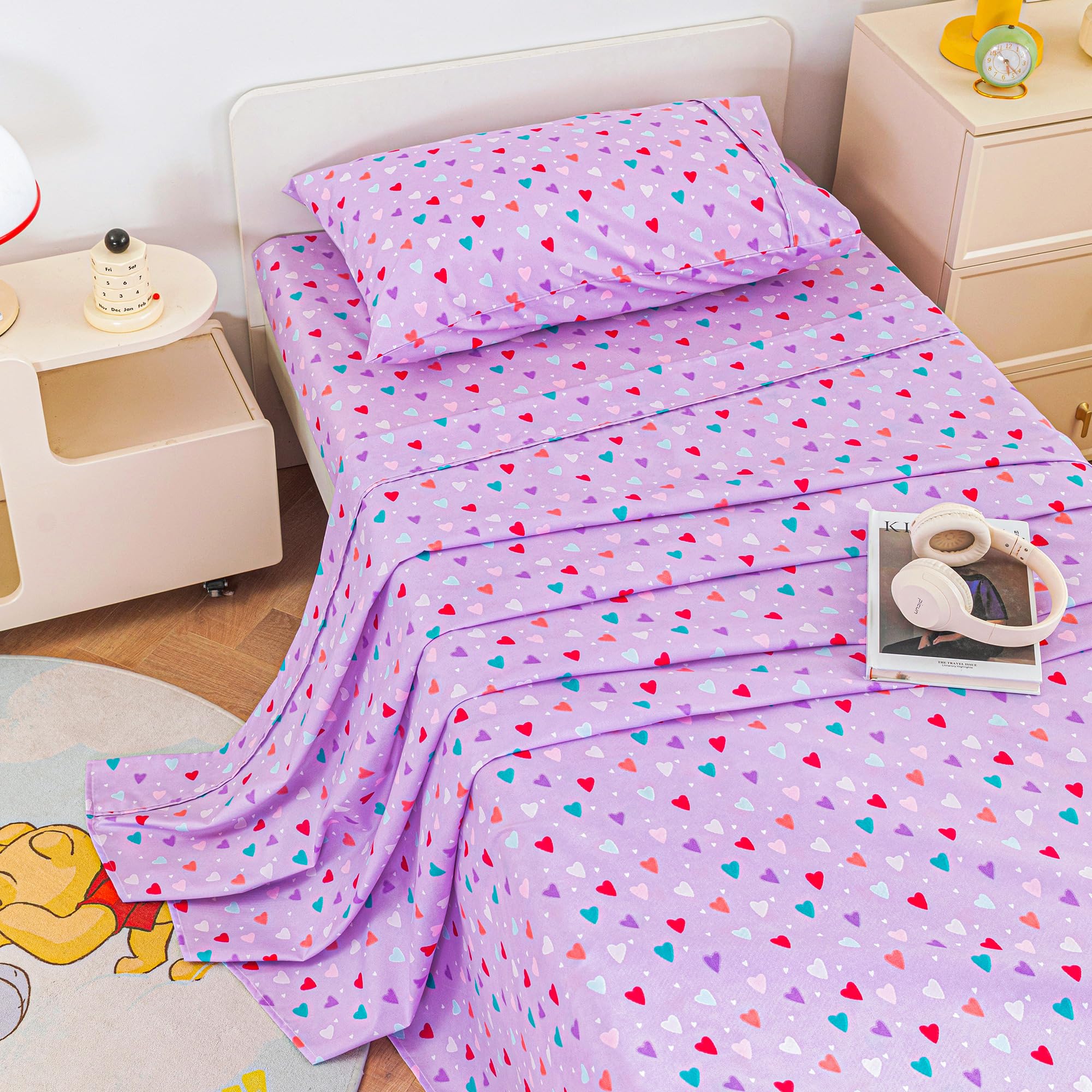 Colorful Hearts Kids Bed Sheet Set