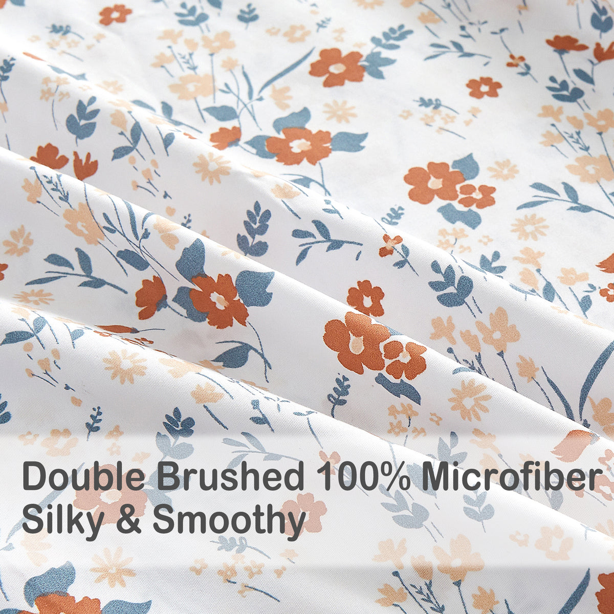 Warm Rust Blossom Bed Sheet Set Deep Pocket Double Brushed Microfiber