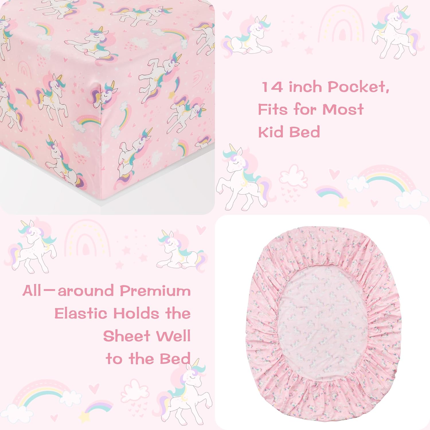 Unicorn Parade 3 Pcs Kids Twin Size Sheet Set