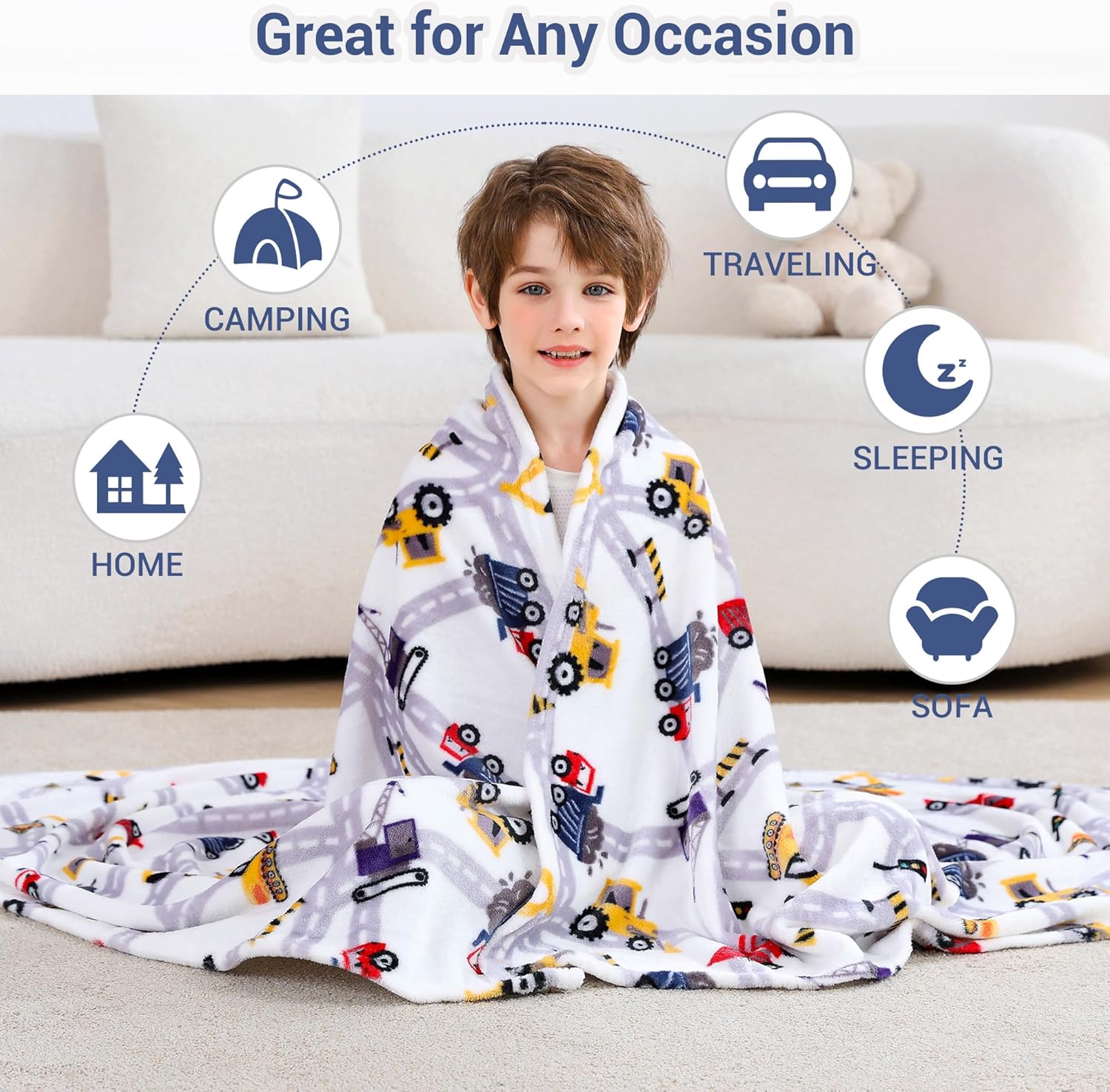 Car Party Adventure Kids Throw Blanket