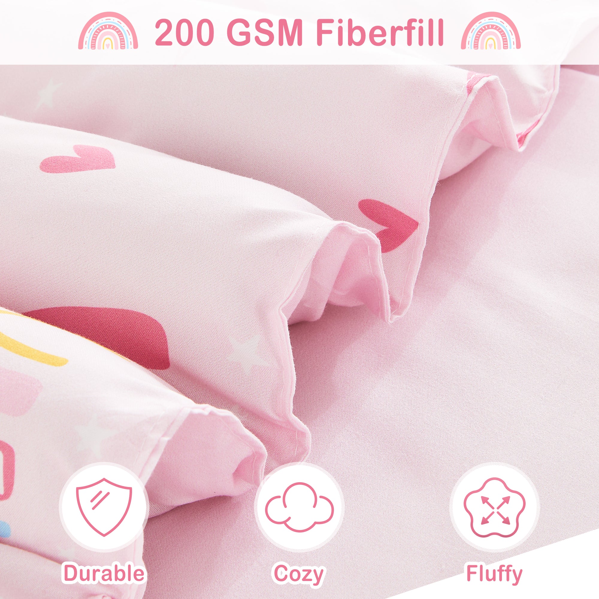 Pink Rainbow Kids Comforter Sets – 6 or 8 Piece Options