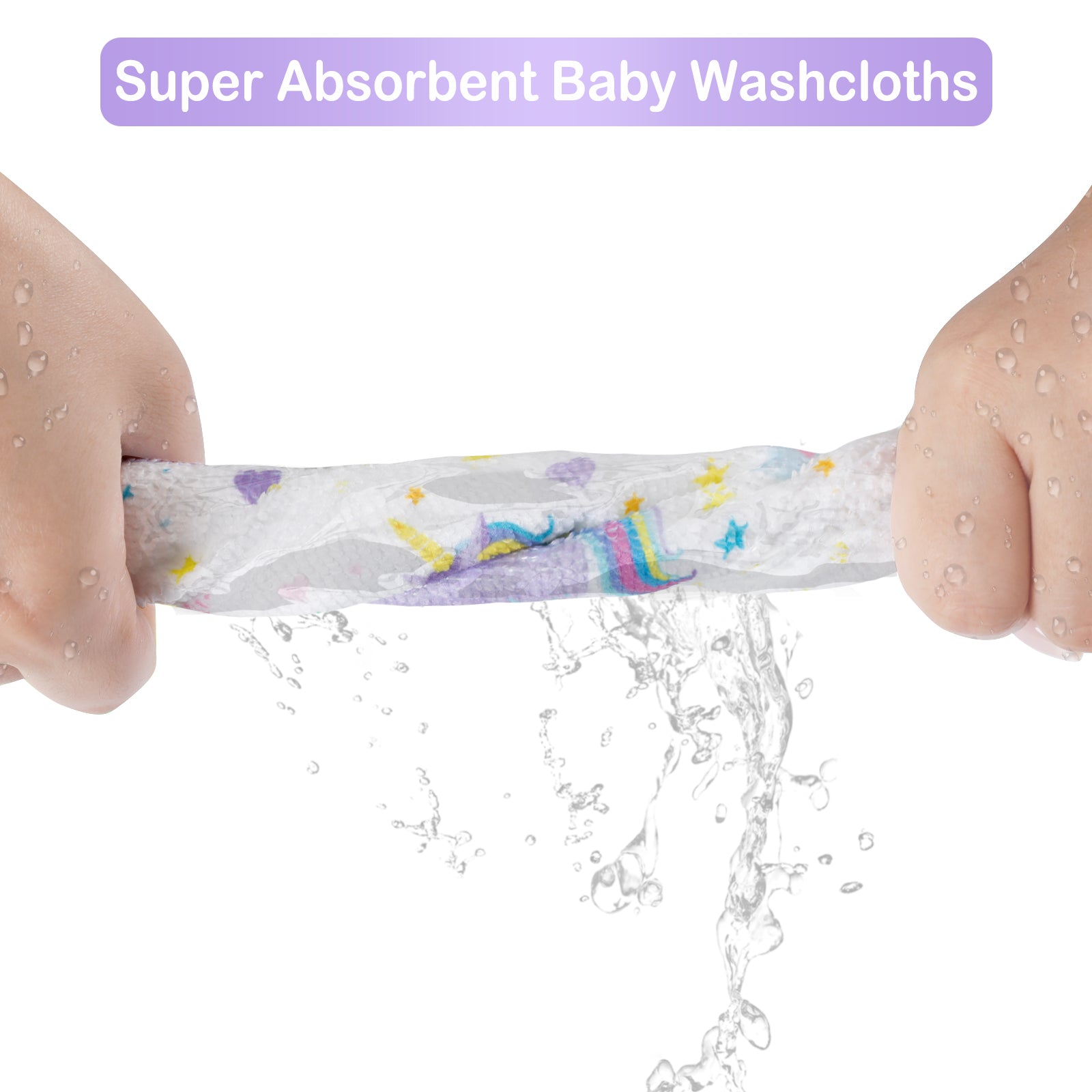 9x9 Purple unicorn Baby Washcloths