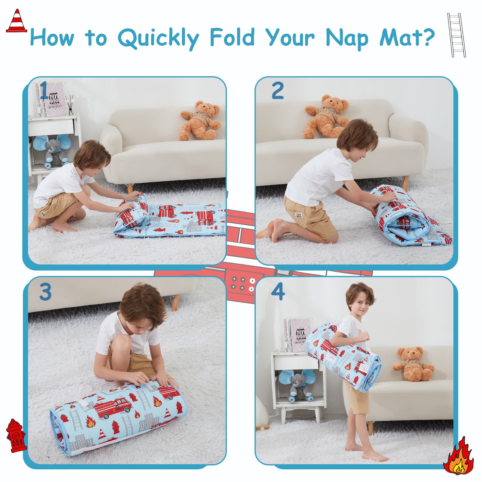 Cozy Comfort Nap Mat - Fire Truck