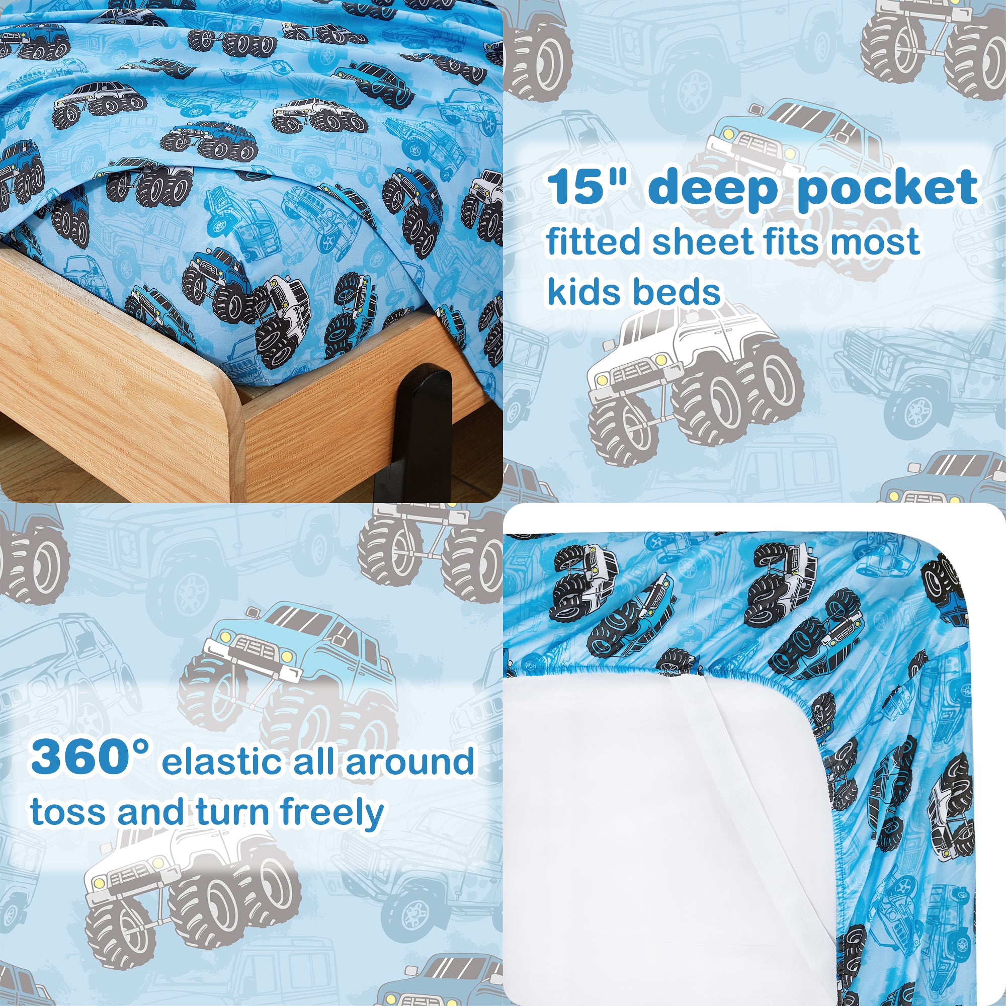 Truck - tastic Adventure  3/4 PCs TWIN/Full Bed Sheet