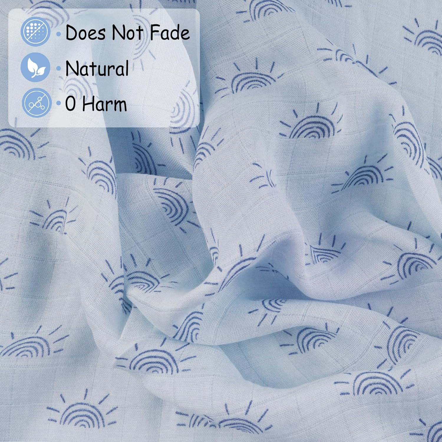 Muslin Swaddle Blankets, Breathable and Skin-Friendly Baby Receiving Blankets, 2-Pack Sun, 47 x 47 inches