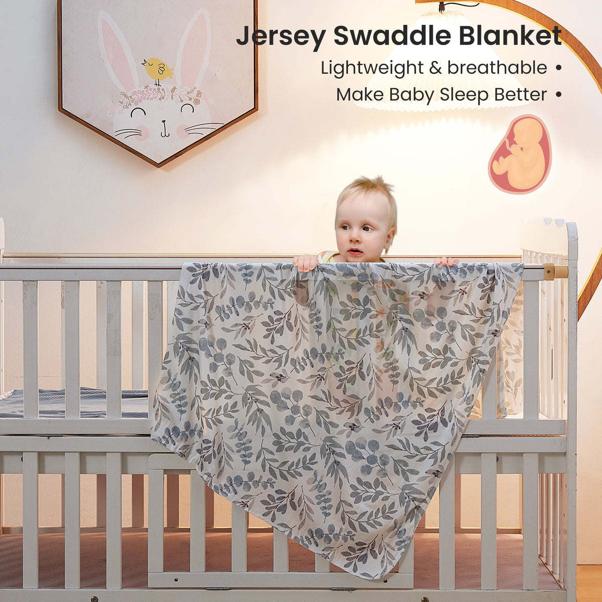 Grey Branches 2-Pack Jersey Swaddle Blankets, 40 x 30 in