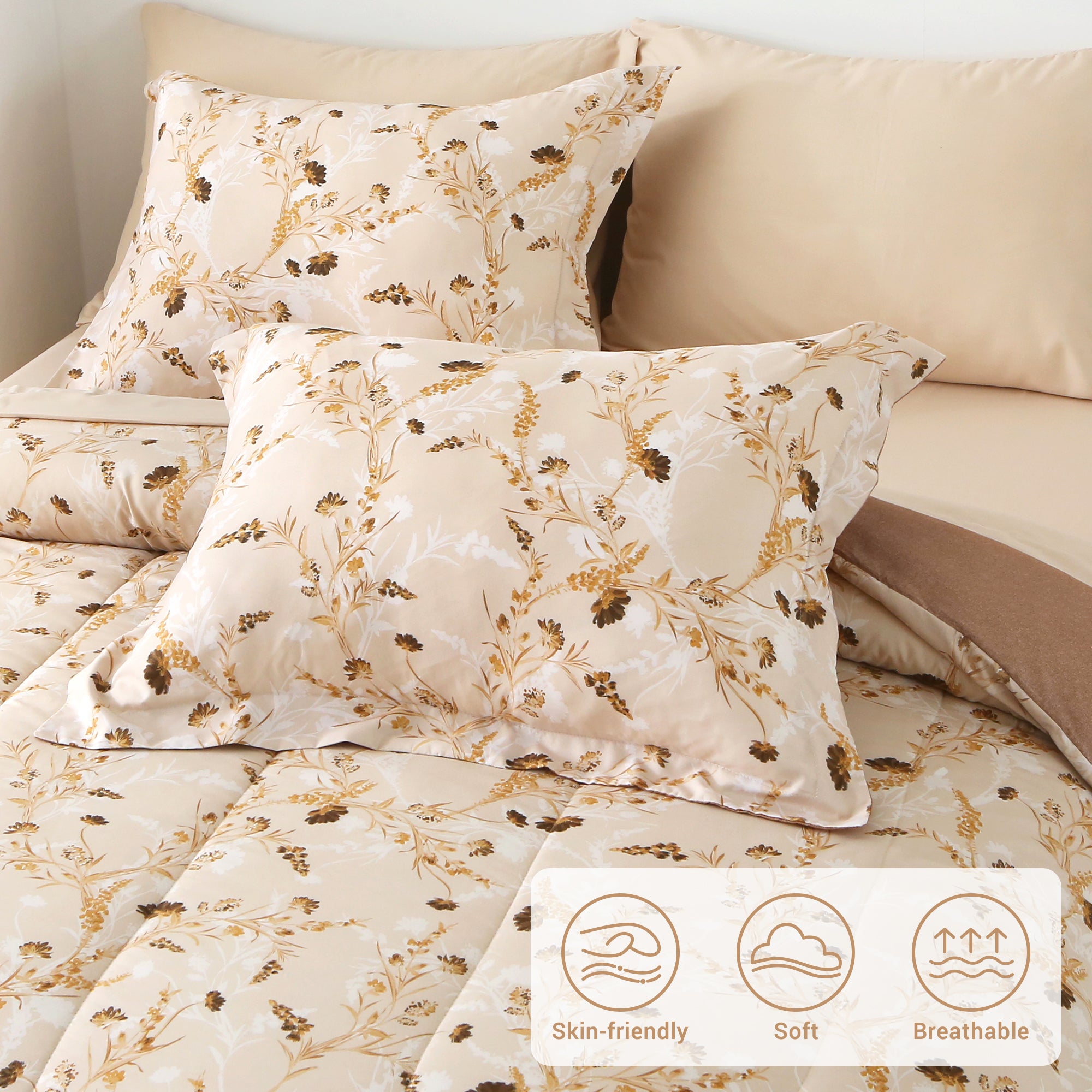 Earthy Blossom Comforter Set 7 Pieces