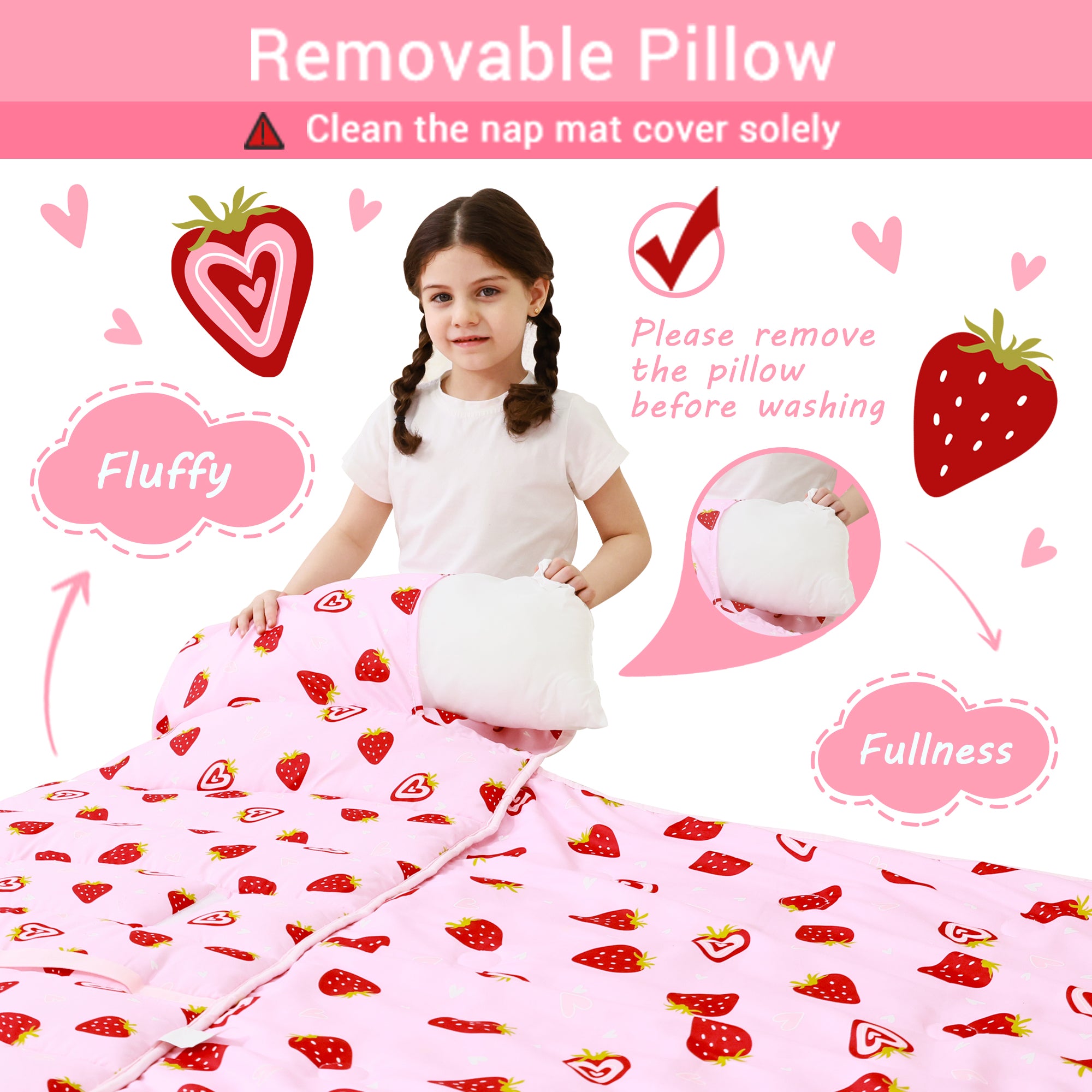 Cozy Comfort Nap Mat - Pink Strawberry