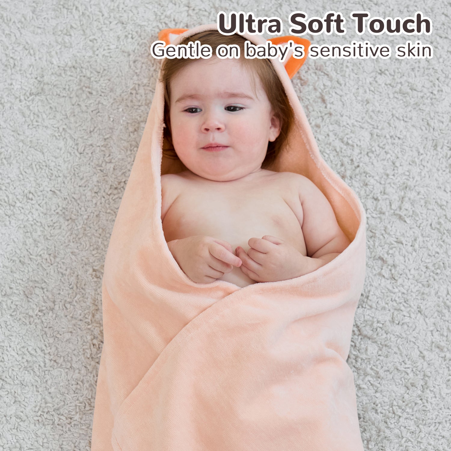 (Fox & Rabbit) 2 Pack Cotton Hooded Baby Towels, Extra Thick and Absorbent, 32" * 32"