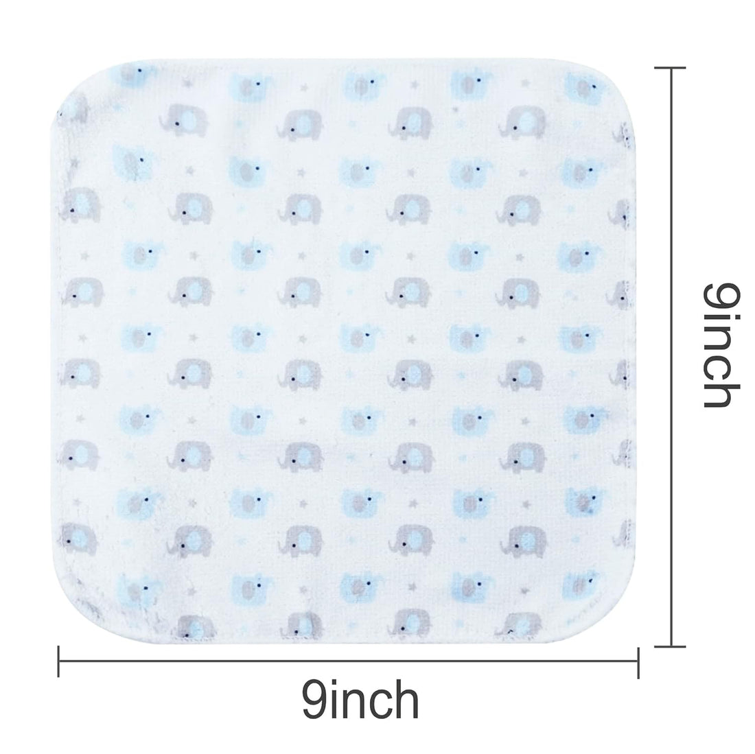 9x9 Blue Elephant Baby Washcloths