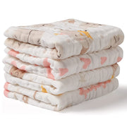 Pink Heart Baby Muslin Burp Cloths 10" x 20" 4 Pack