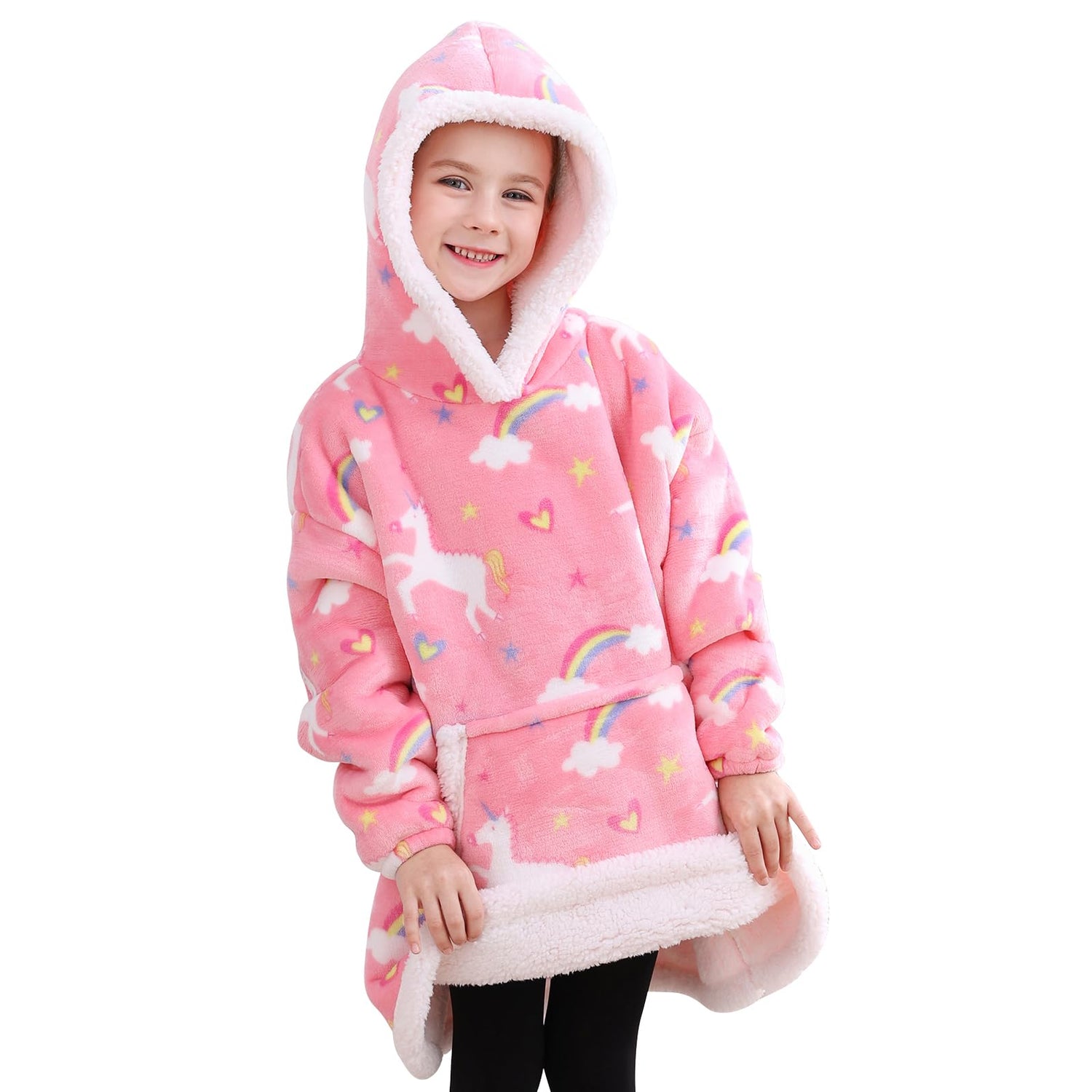 Unicorn Print Wearable Blanket Hoodie for Kids