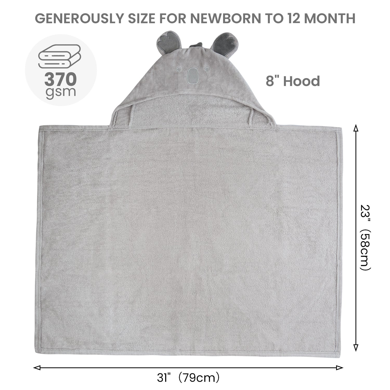 (Blue Elephant & Koala) 2 Pack Cotton Hooded Baby Towels, Extra Thick and Absorbent, 32" * 23"