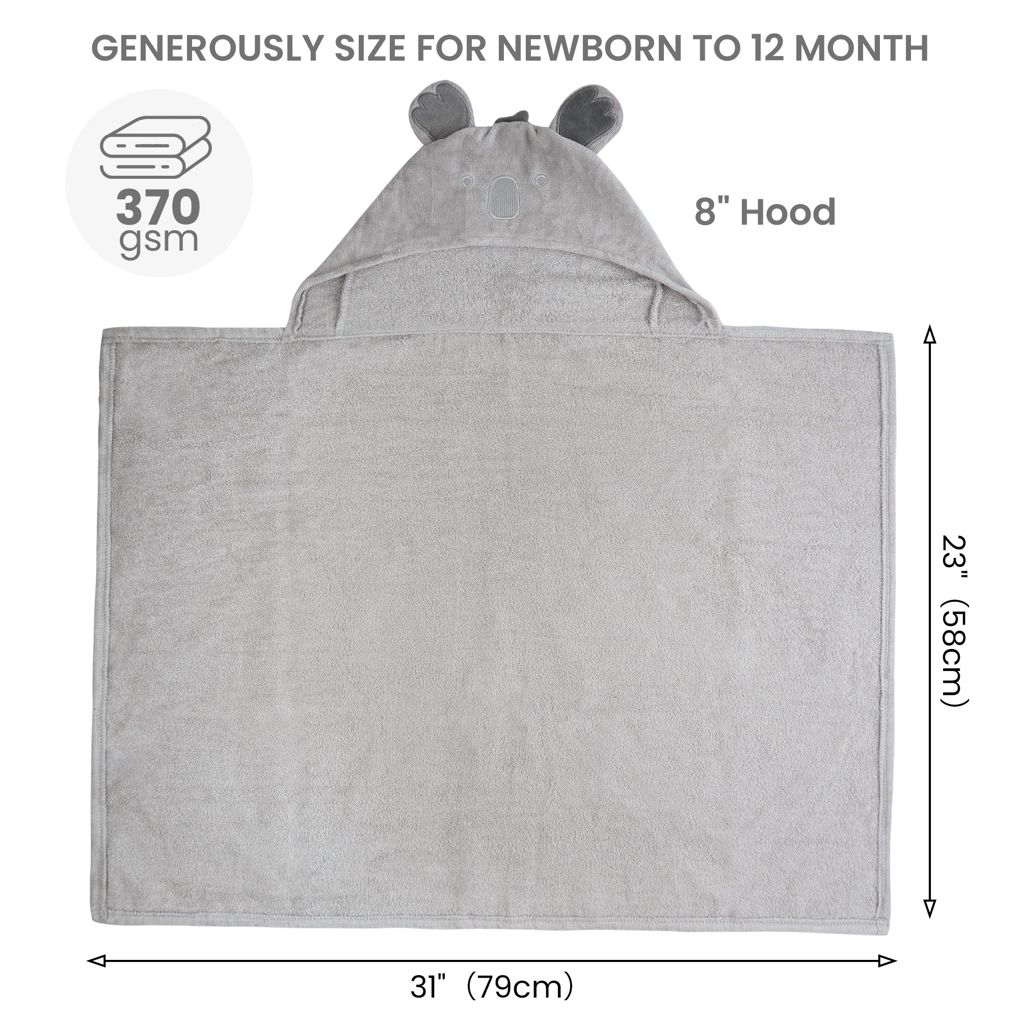 (Blue Elephant & Koala) 2 Pack Cotton Hooded Baby Towels, Extra Thick and Absorbent, 32" * 23"