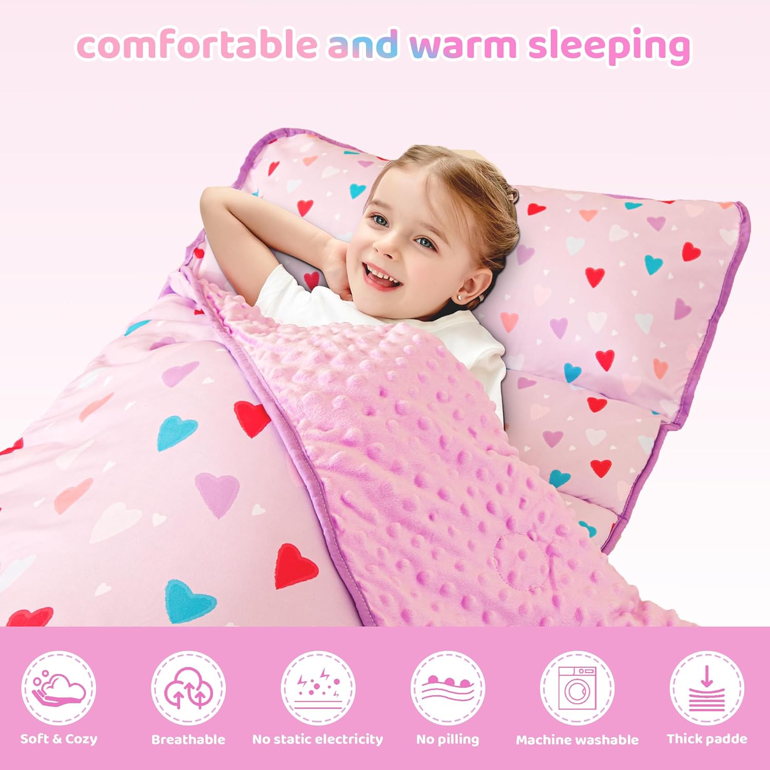 Cozy Comfort Nap Mat - Colorful Hearts