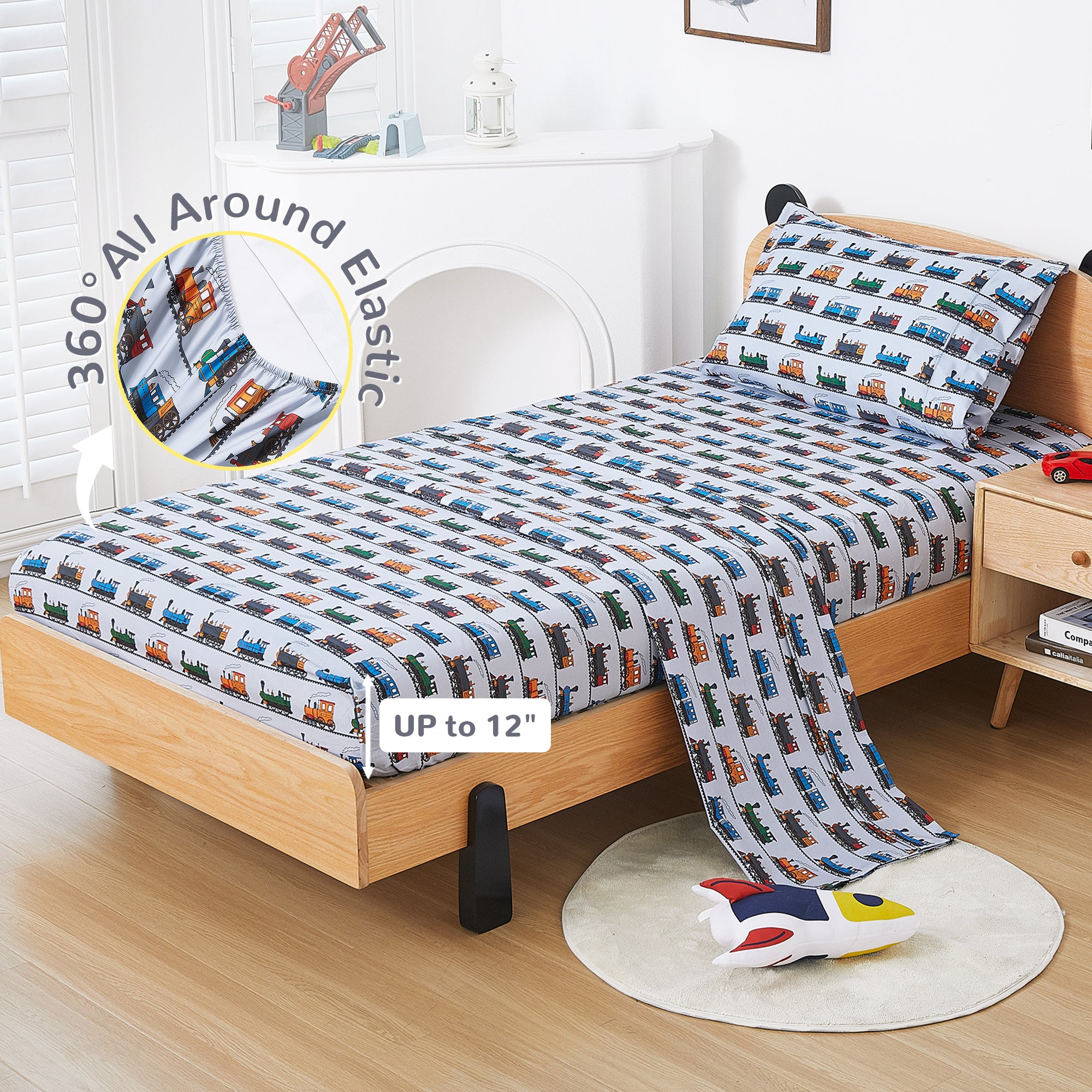 Retro Train Kids Bed Sheet Set