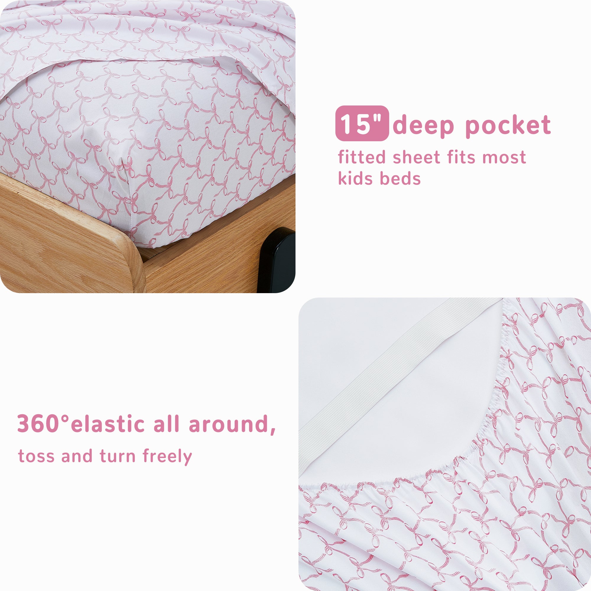 Bow Pop Playtime 3/4 PCs TWIN/Full Bed Sheet