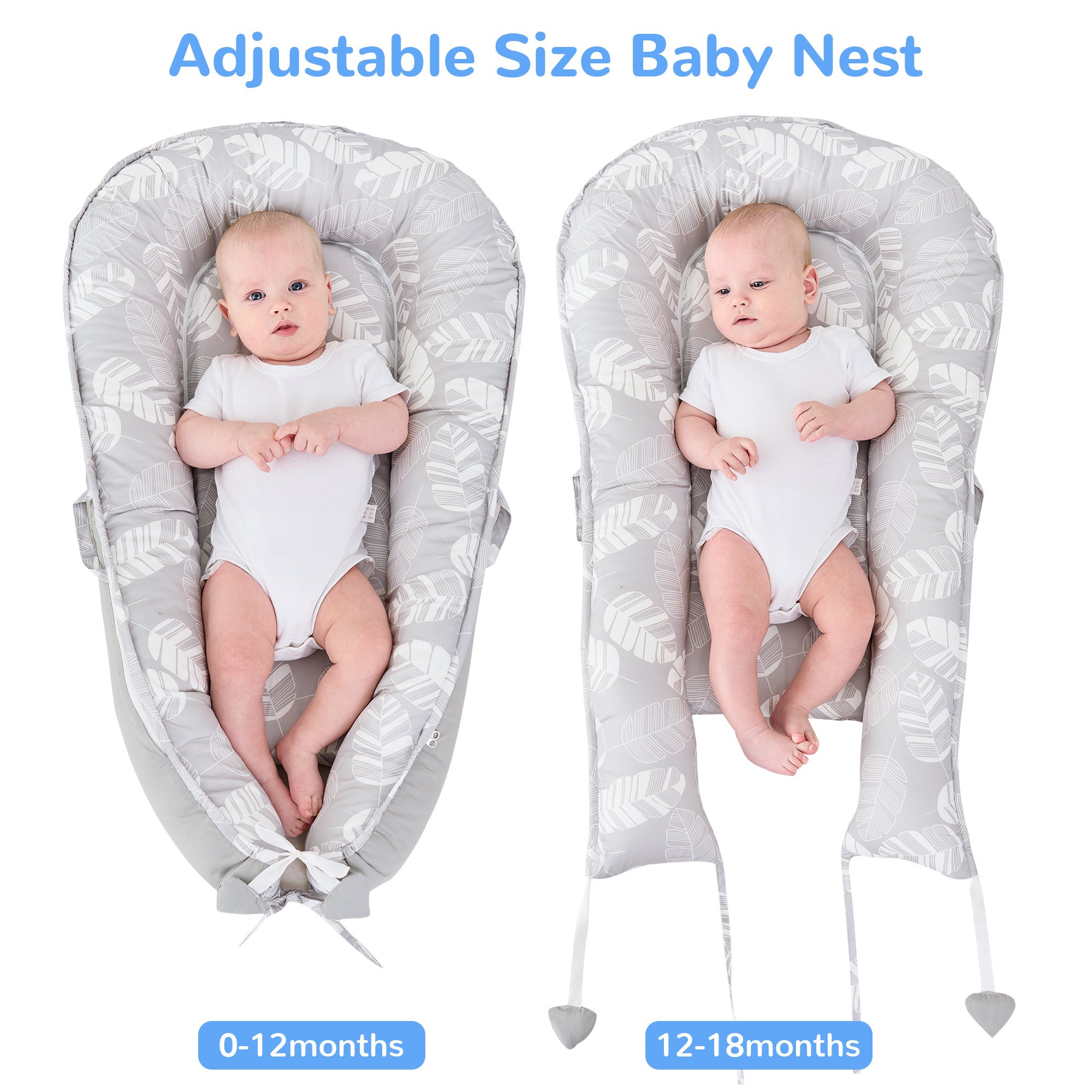 White Feather Baby Lounger - Baby Nest Co Sleeper for Baby Bed, Soft & Breathable Portable Cotton Newborn Lounger Nest for Crib Bassinet