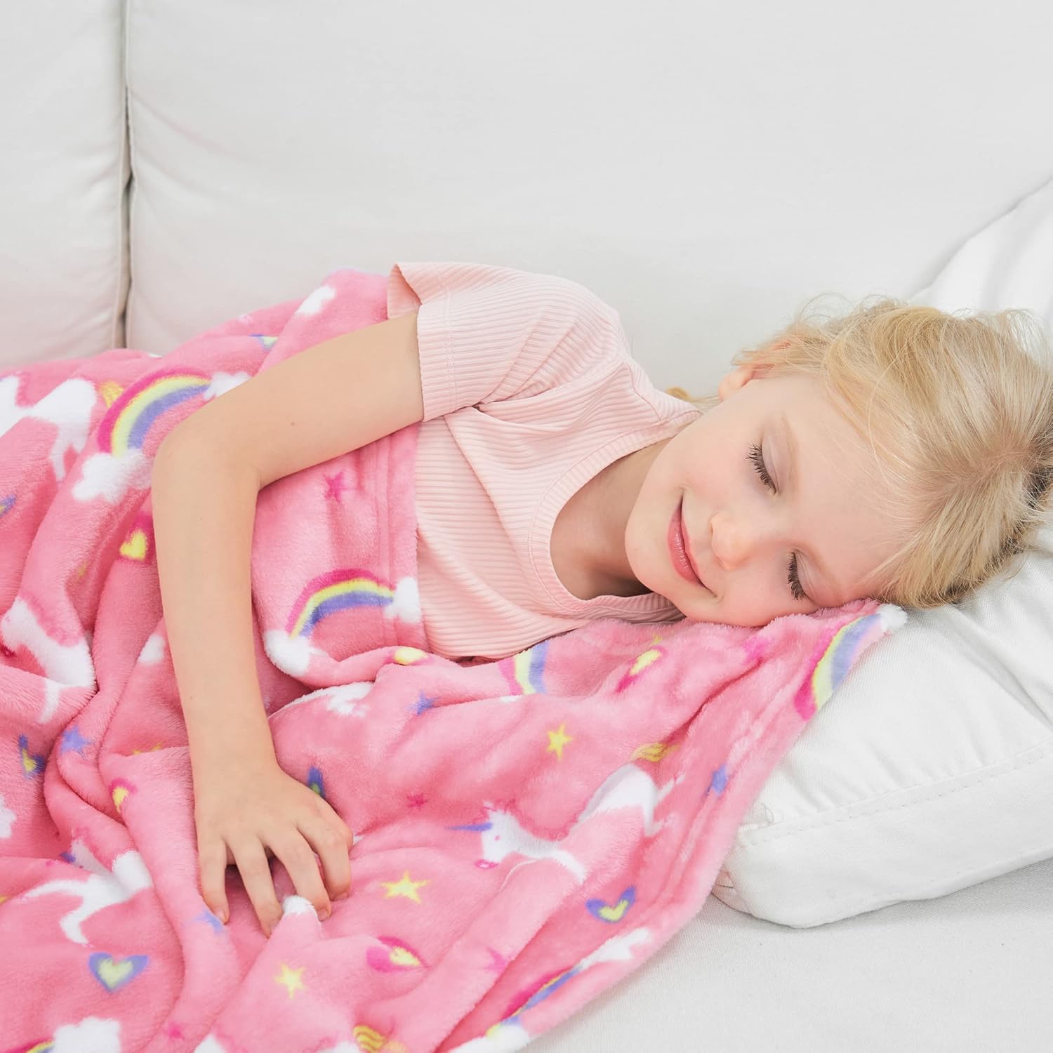 Unicorn Kids Throw Blanket for Boys and Girls Soft Cozy Flannel