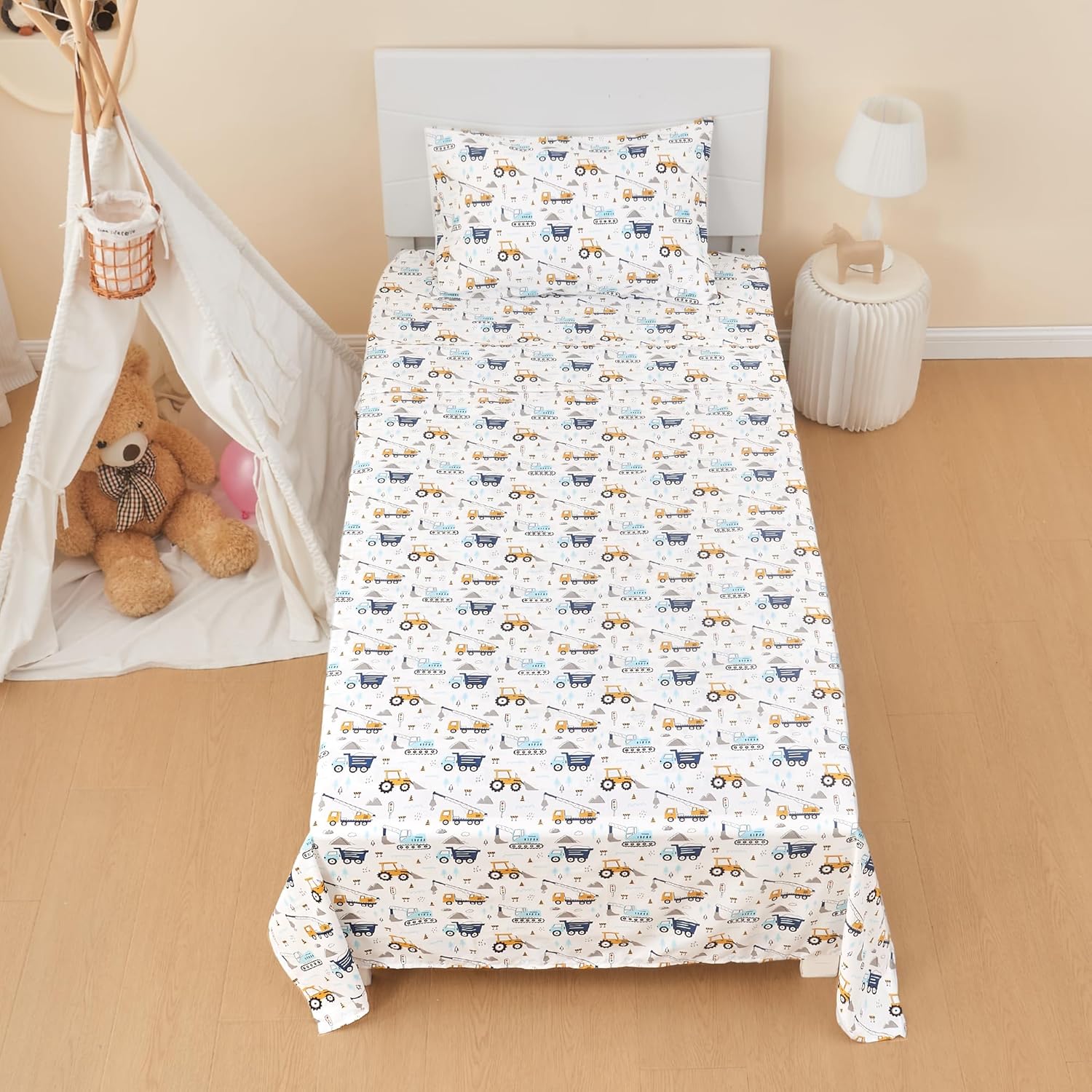 Parure de draps 3 pièces pour enfant, motif aventure en voiture, taille double