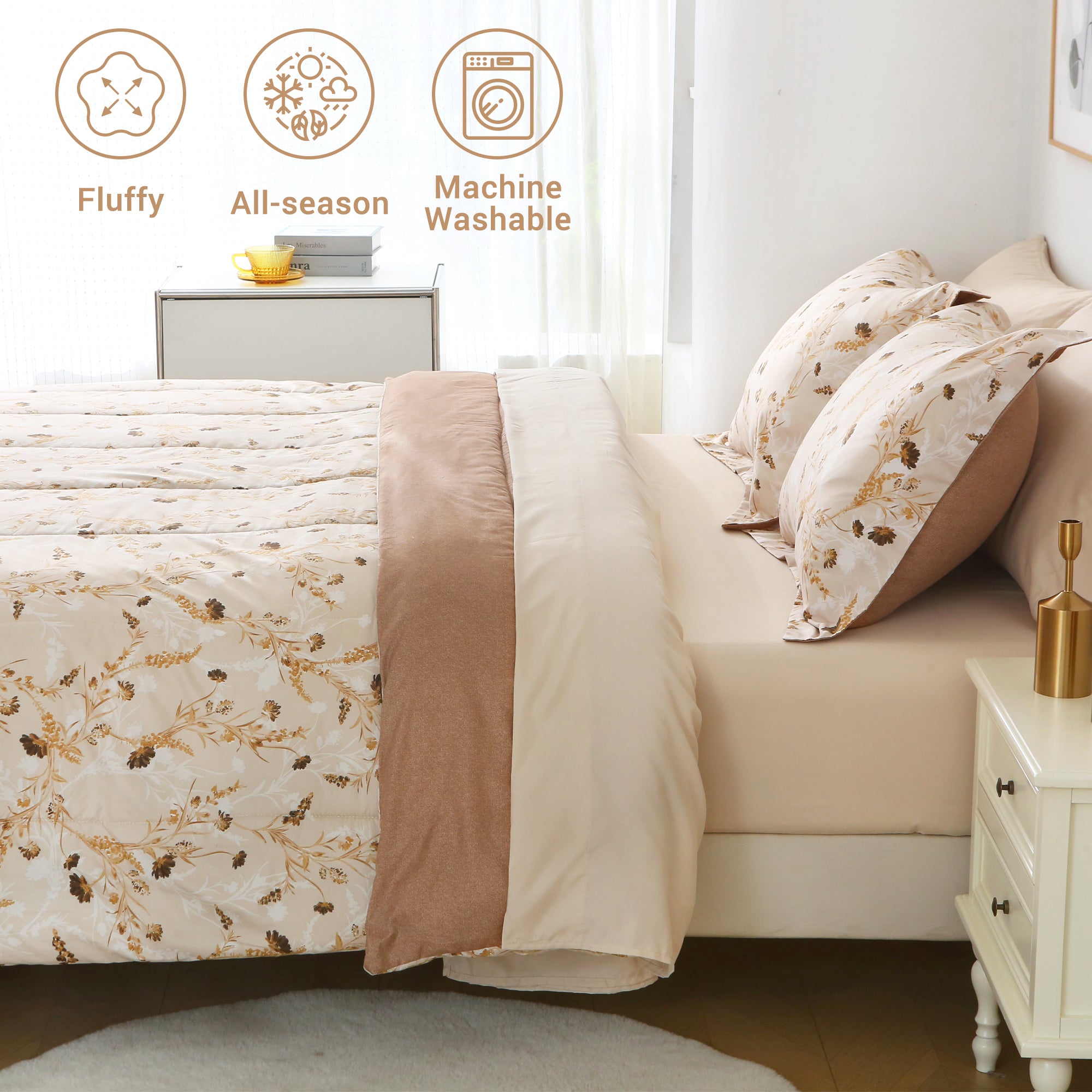 Earthy Blossom Comforter Set 7 Pieces
