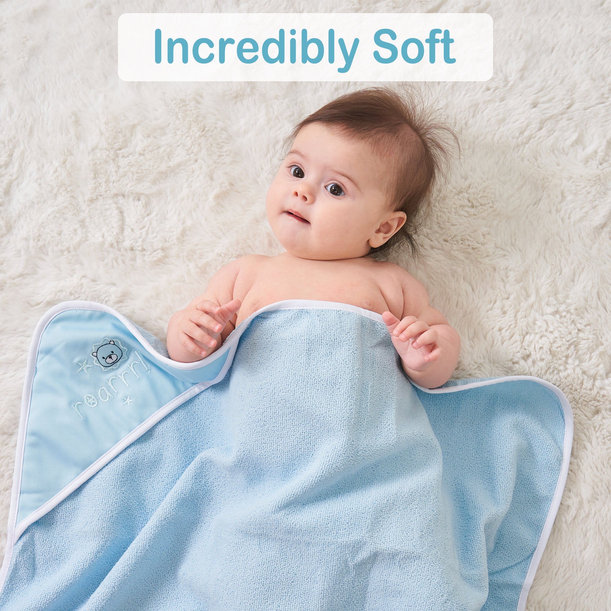 Lion Baby Towels and Baby Wash Cloths Set 6-Pack Size 28 x 28 Inch