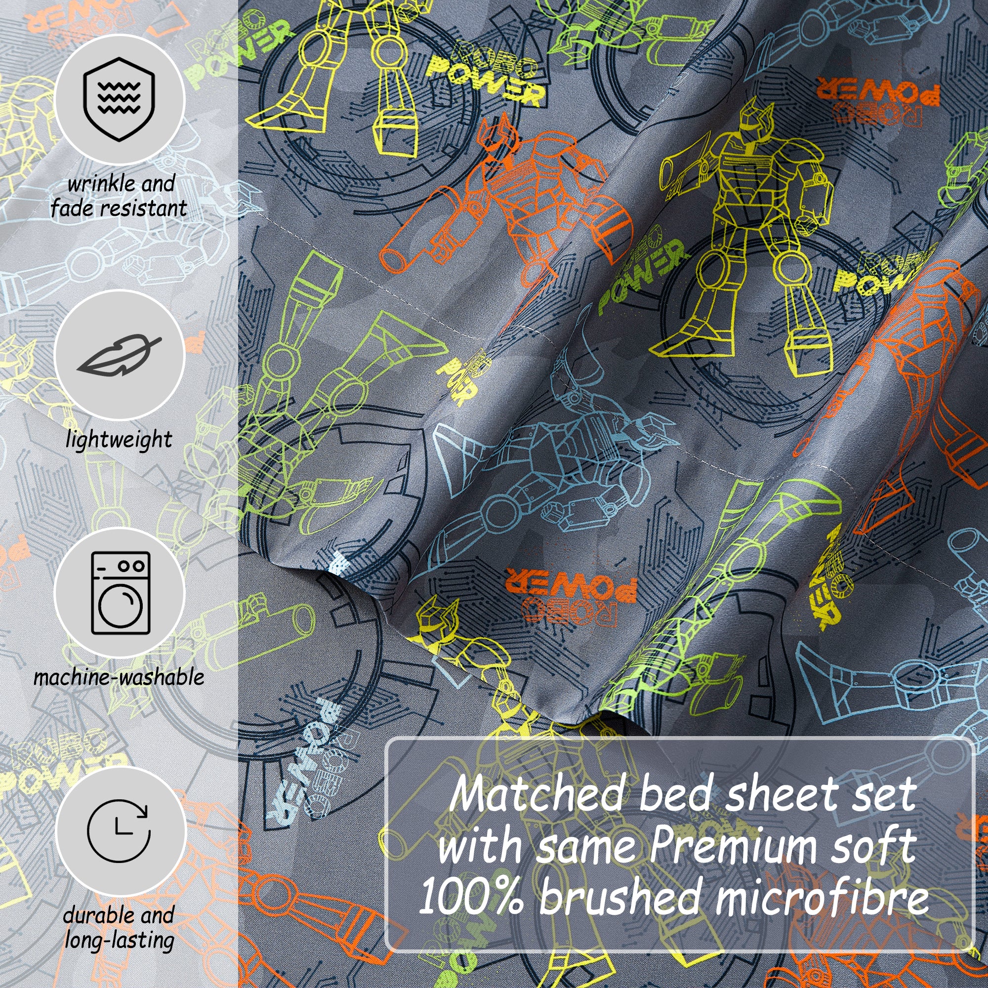 Linear Robot Kids Bed Sheet Set