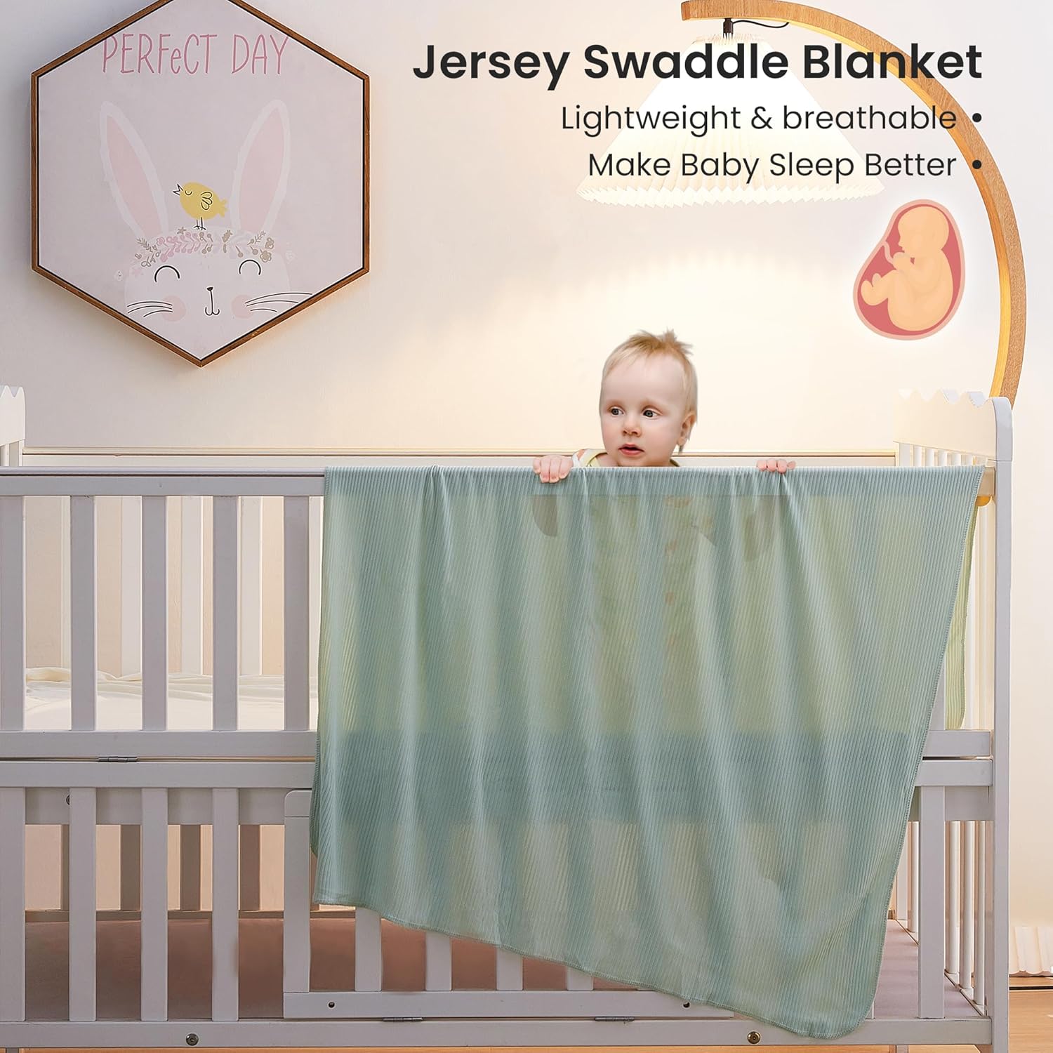Mint Mambo Jersey Swaddle Blanket