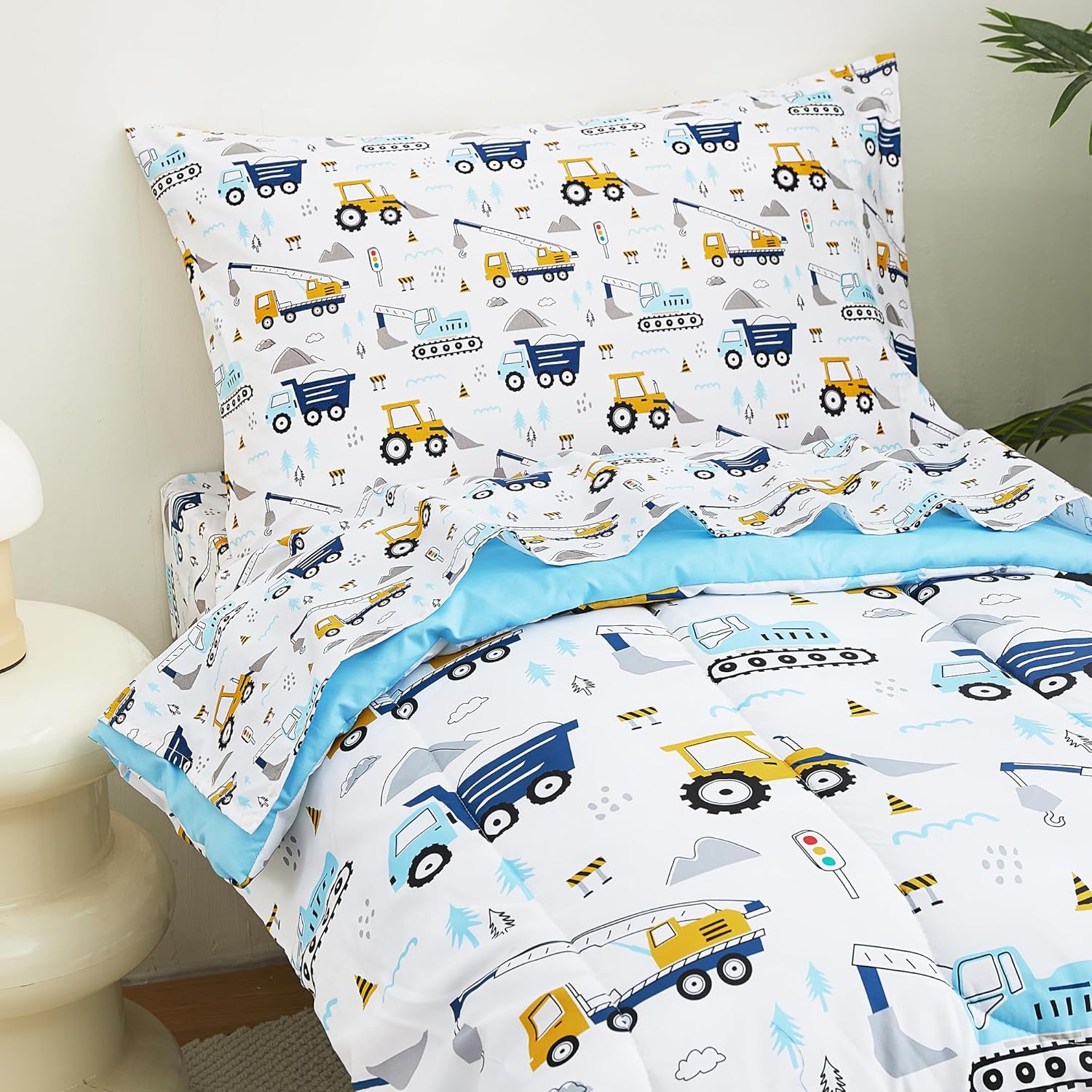Construction Truck Toddler comforter Set– 4 Piece