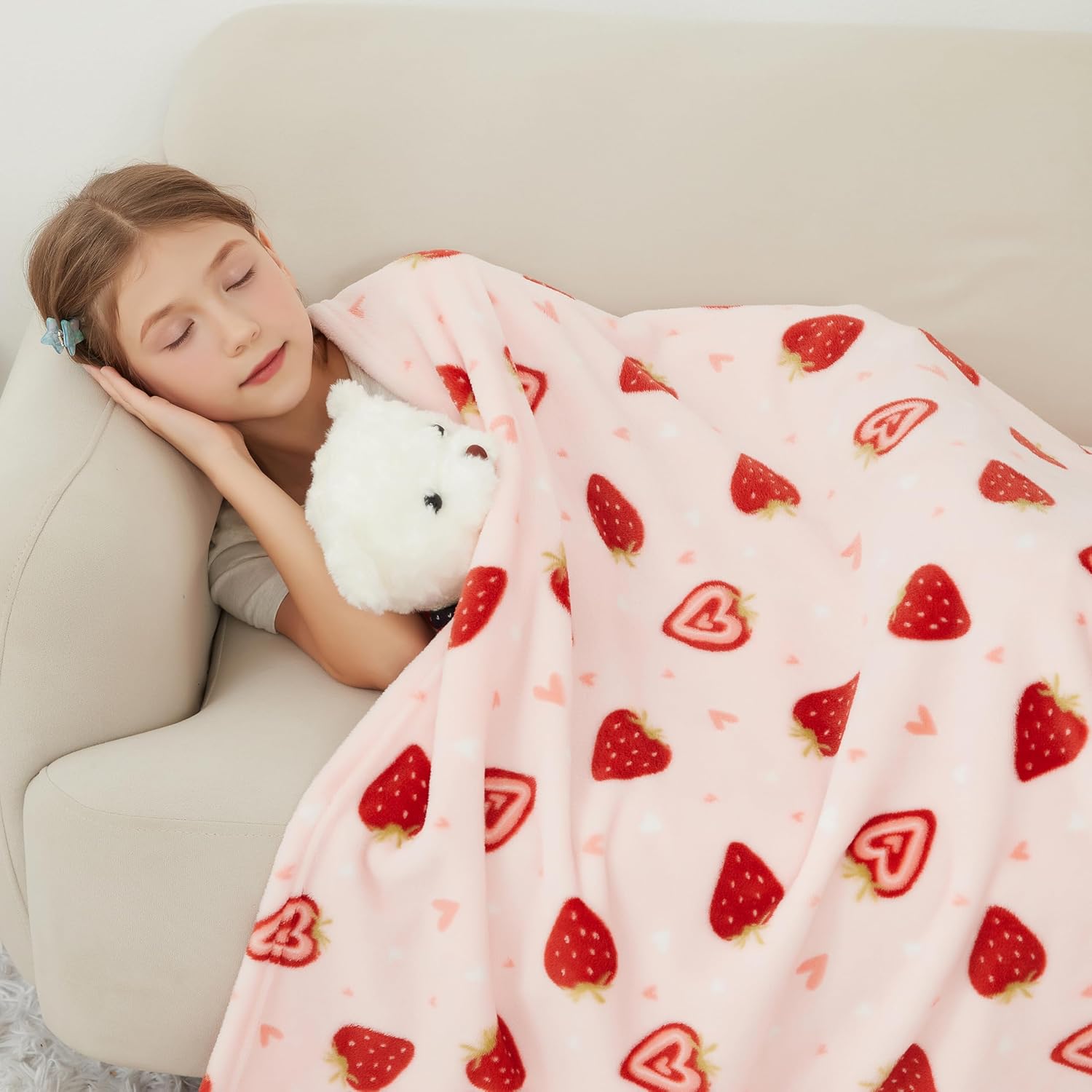 Dreamy Strawberry Kids Throw Blanket