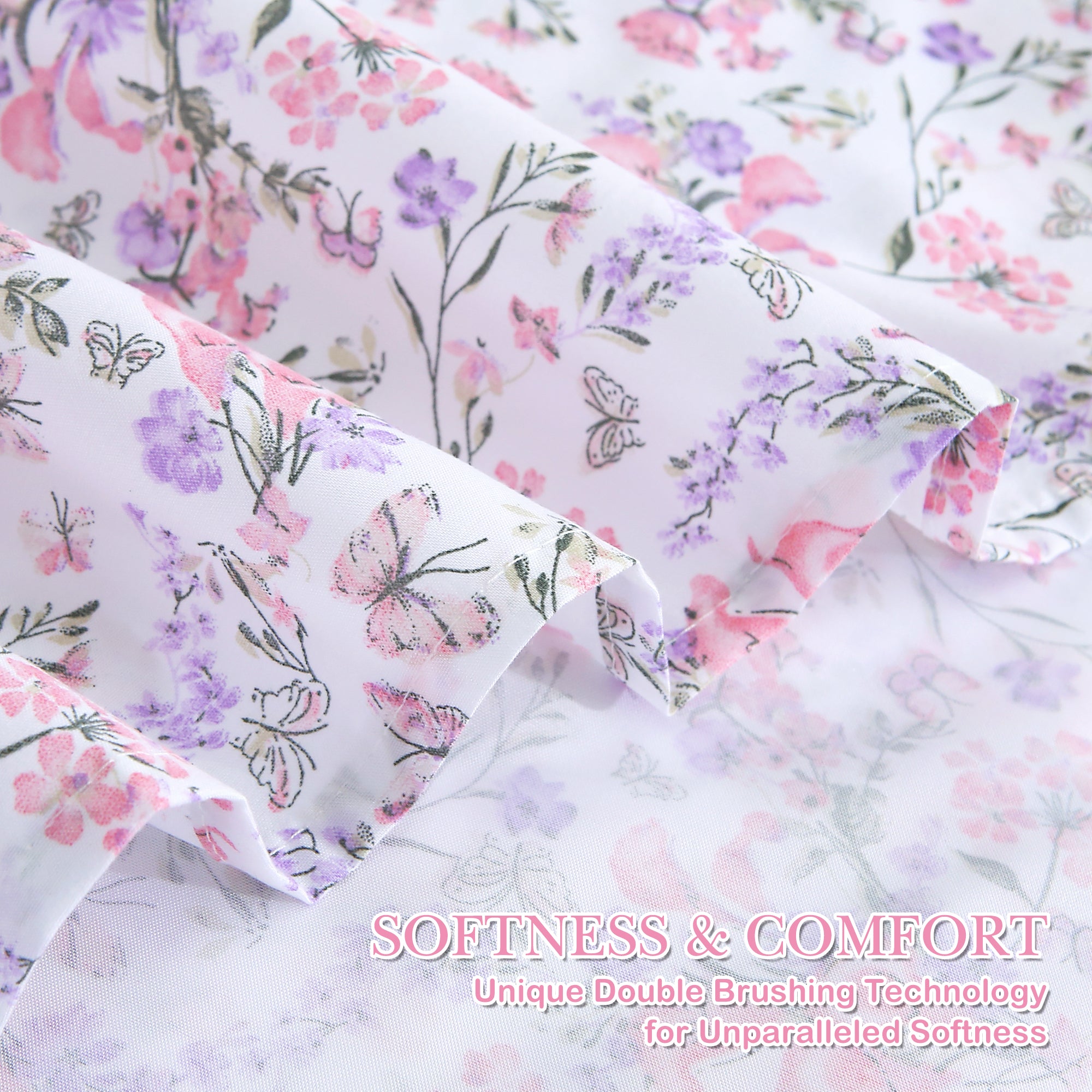 Pink Purple Ditsy Bed Sheets Set