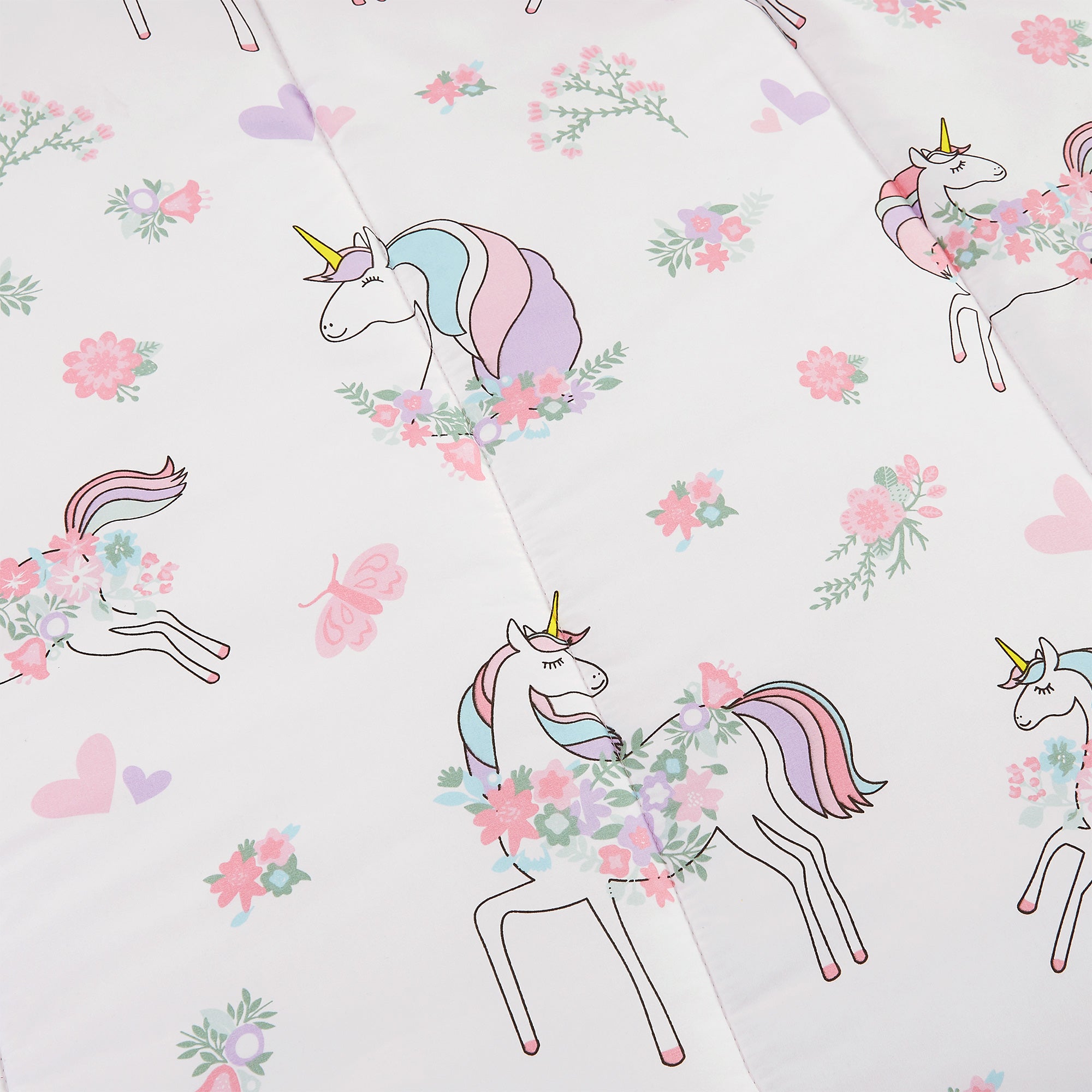 Dreamy Unicorn Floral Bedding Set for Kids– 5 or 7 Piece Options