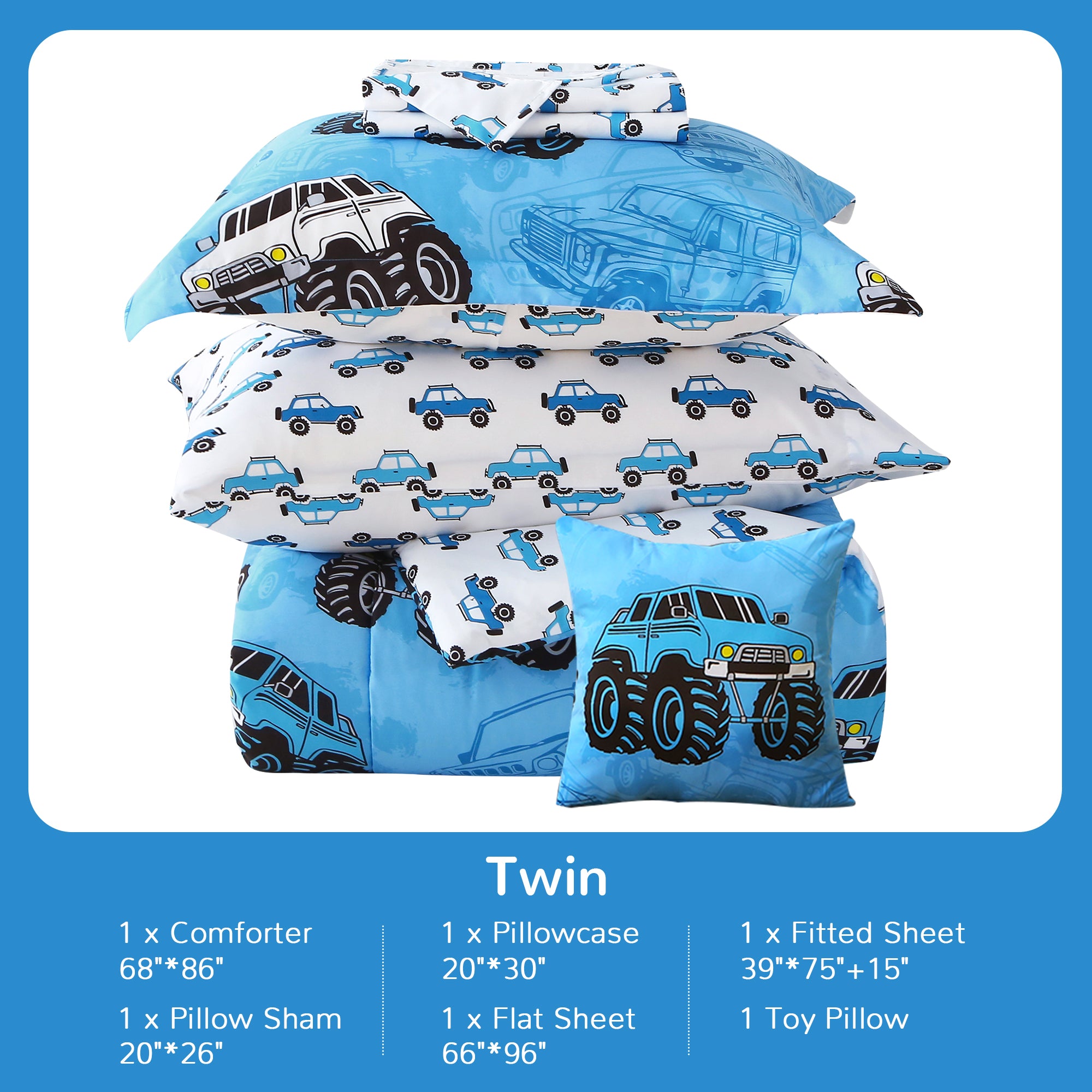 Jeep Blue Kids Comforter Sets– 6 or 8 Piece Options