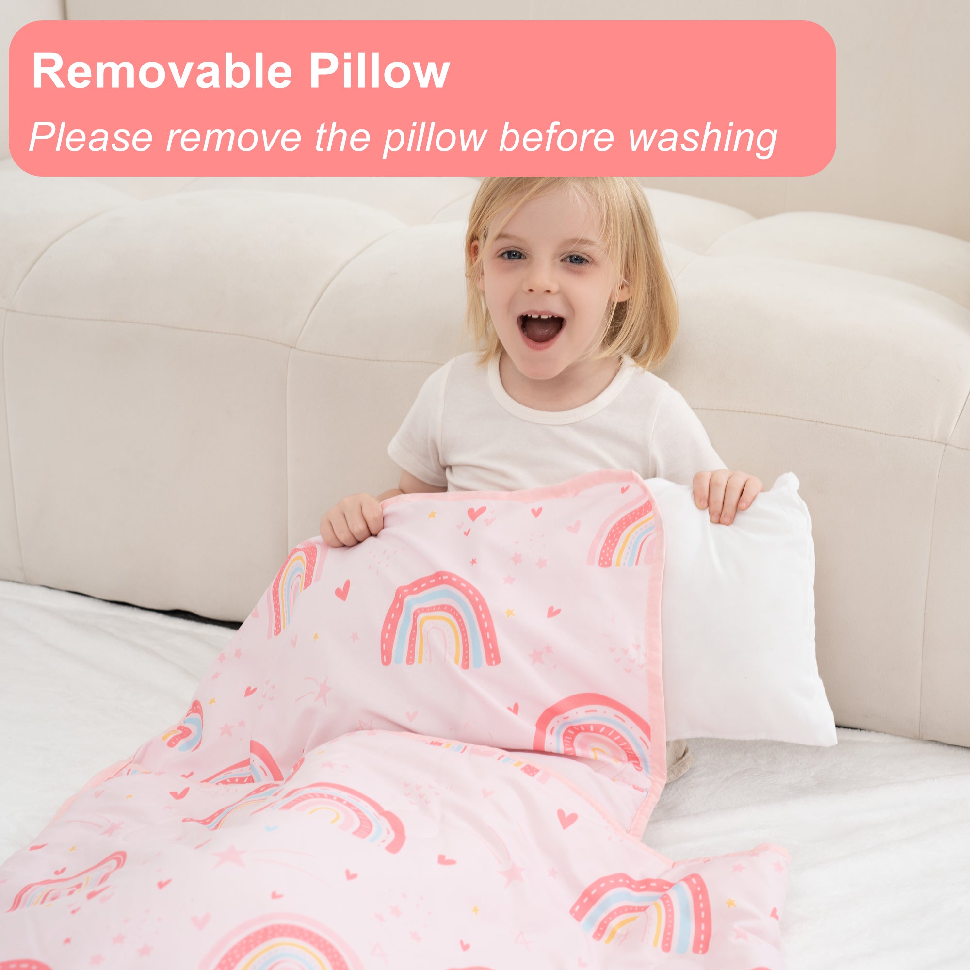 Cozy Comfort Nap Mat - Pink Rainbow