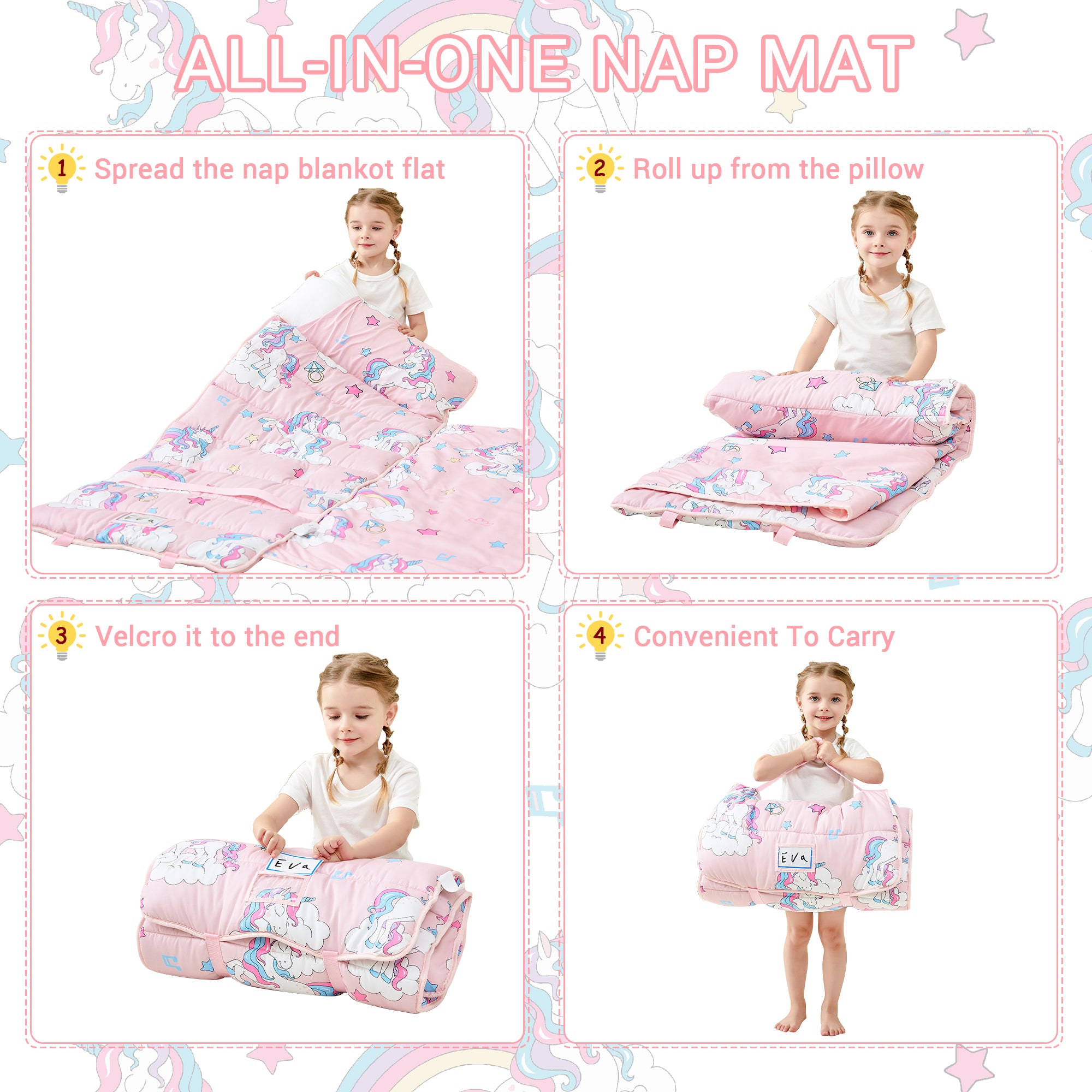 Cozy Comfort Nap Mat - Pink Unicorn