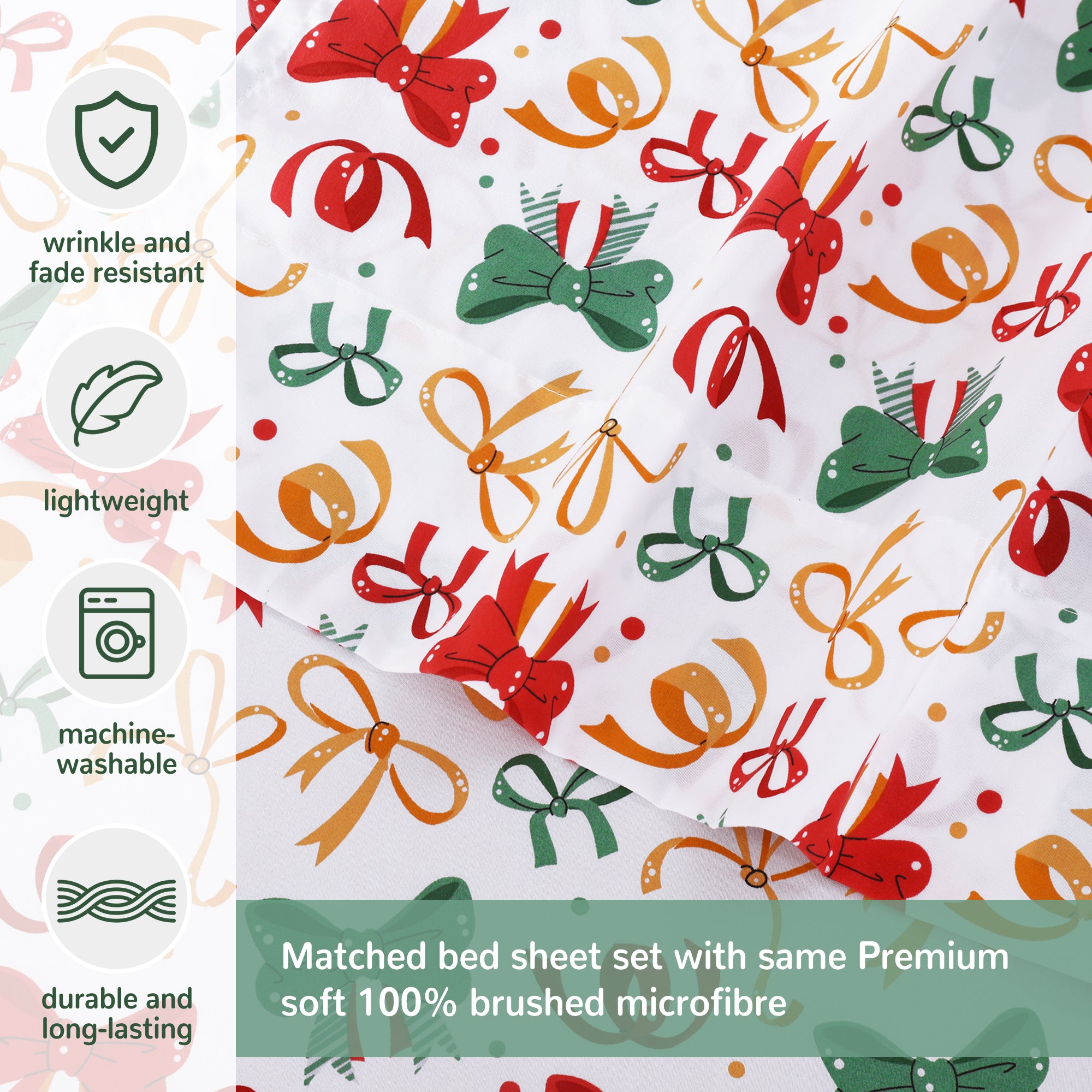 Christmas Bowknot Kids Bed Sheet Set