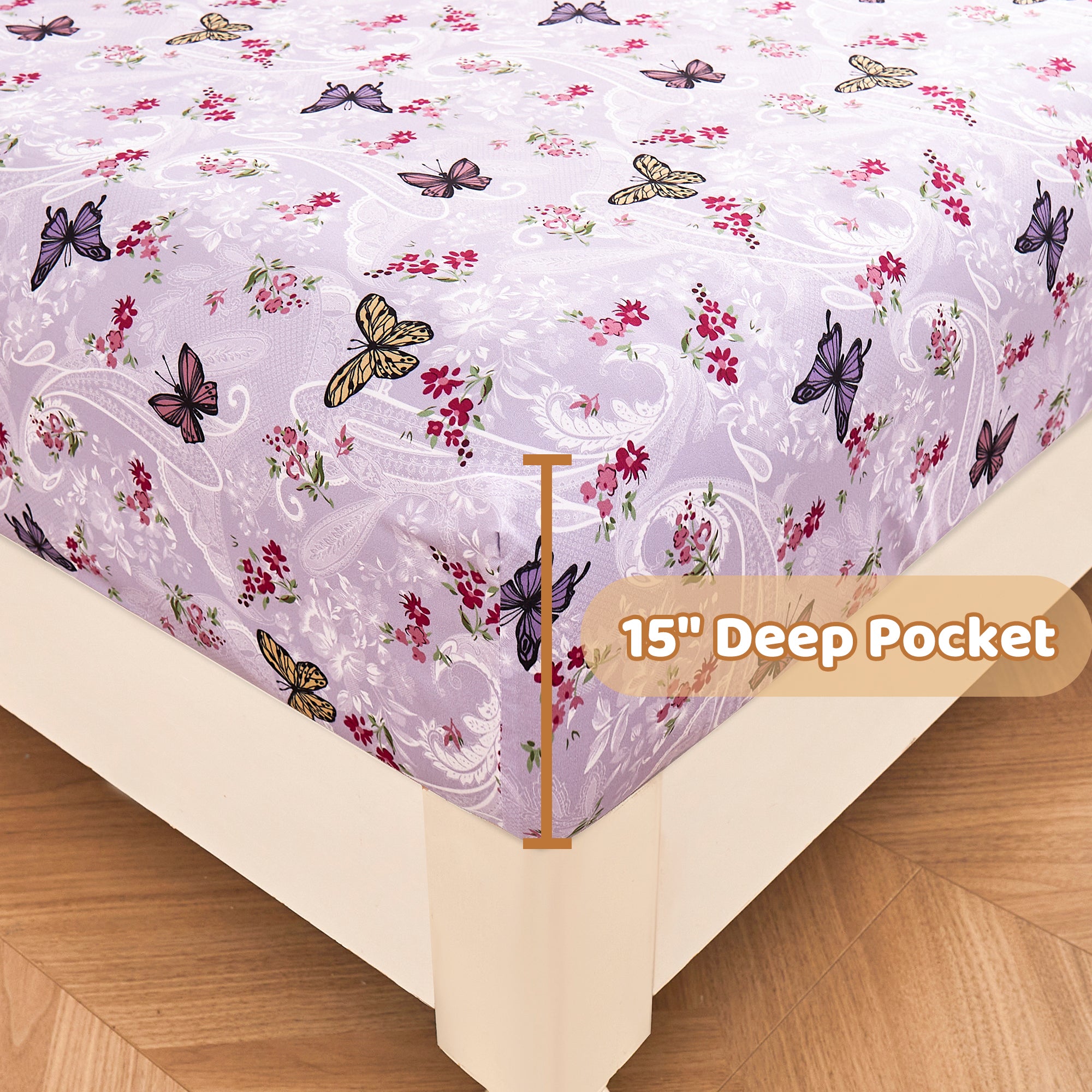 Lavender Butterfly Garden Paisley Sheet Set