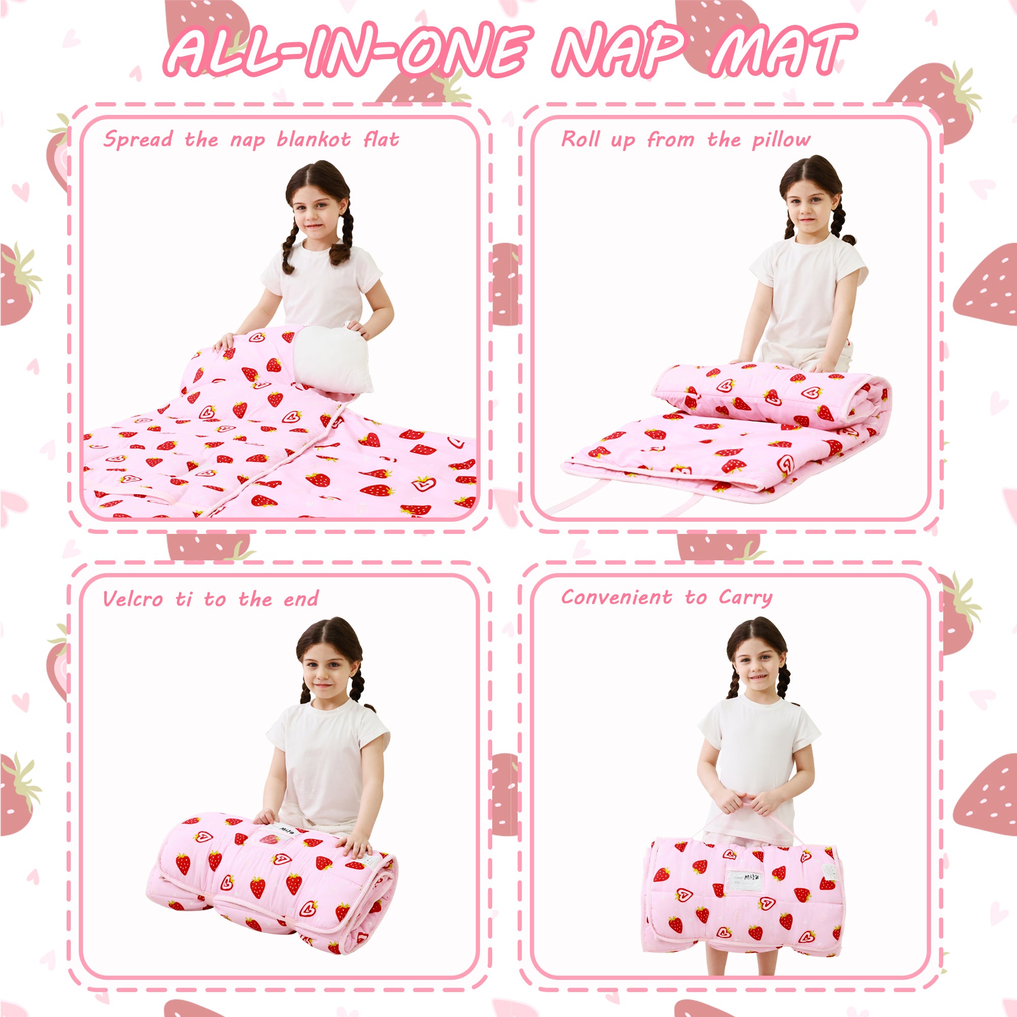 Cozy Comfort Nap Mat - Pink Strawberry