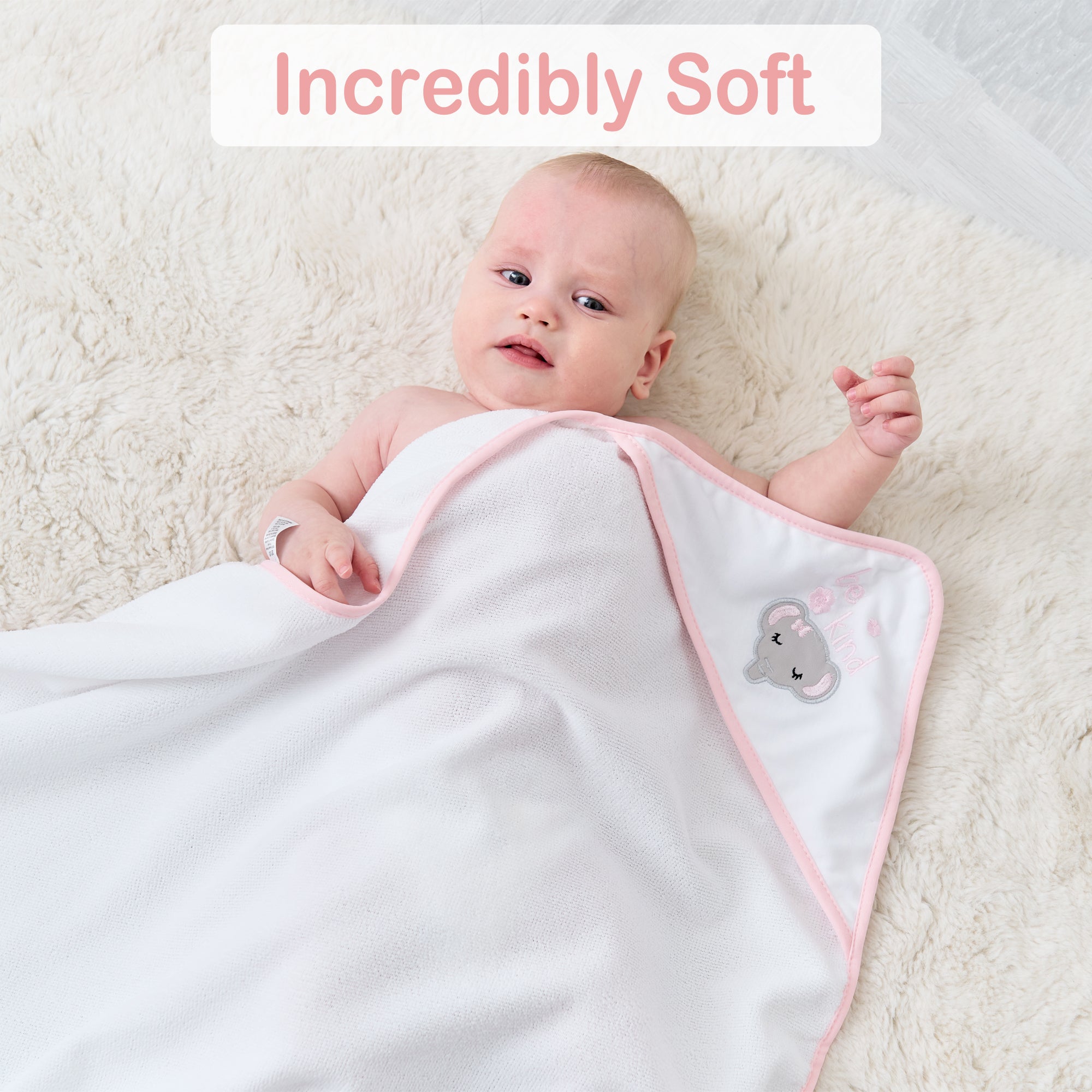 Elephant Flower Baby Towels and Baby Wash Cloths Set 6-Pack Size 28 x 28 Inch