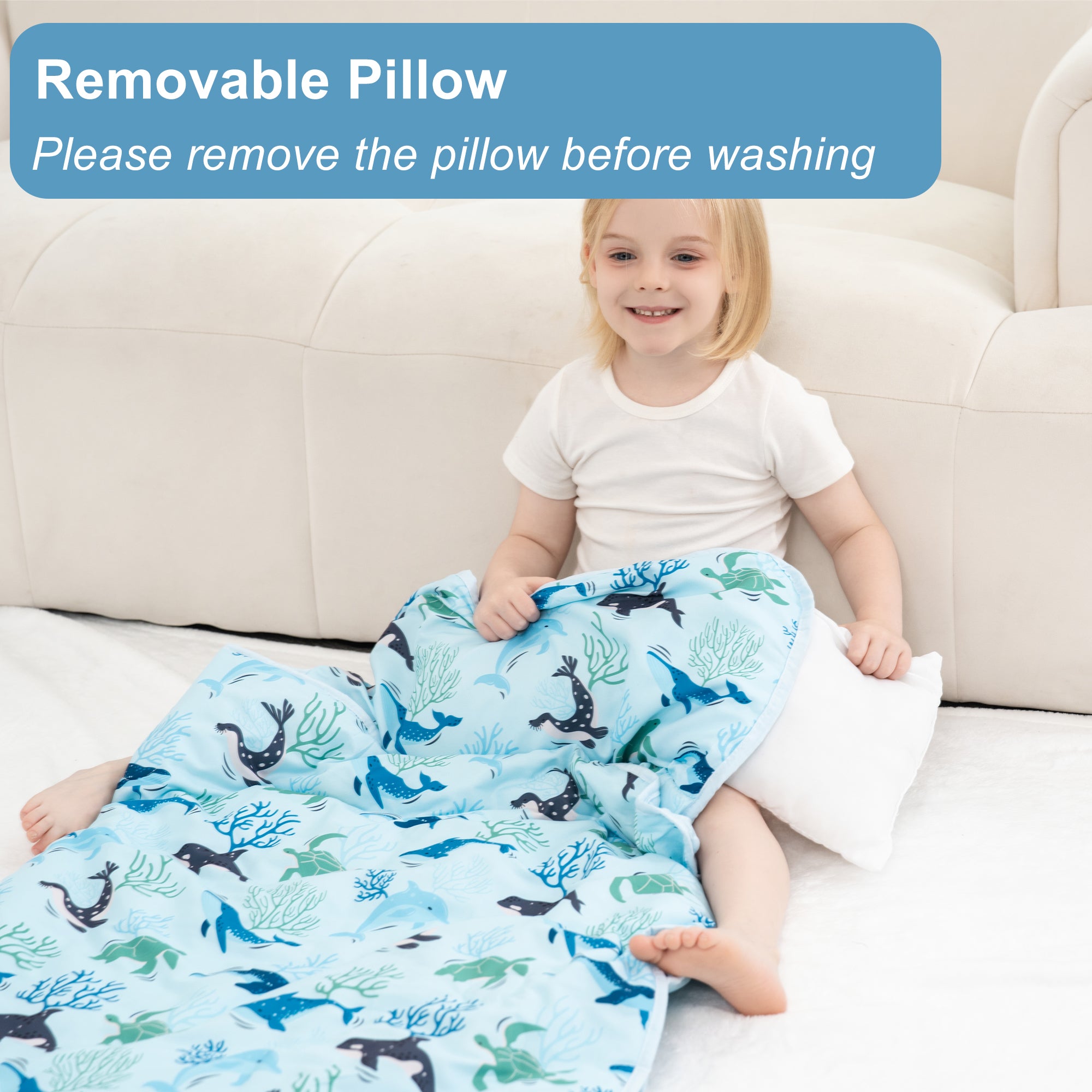 Cozy Comfort Nap Mat - Blue Ocean Whales