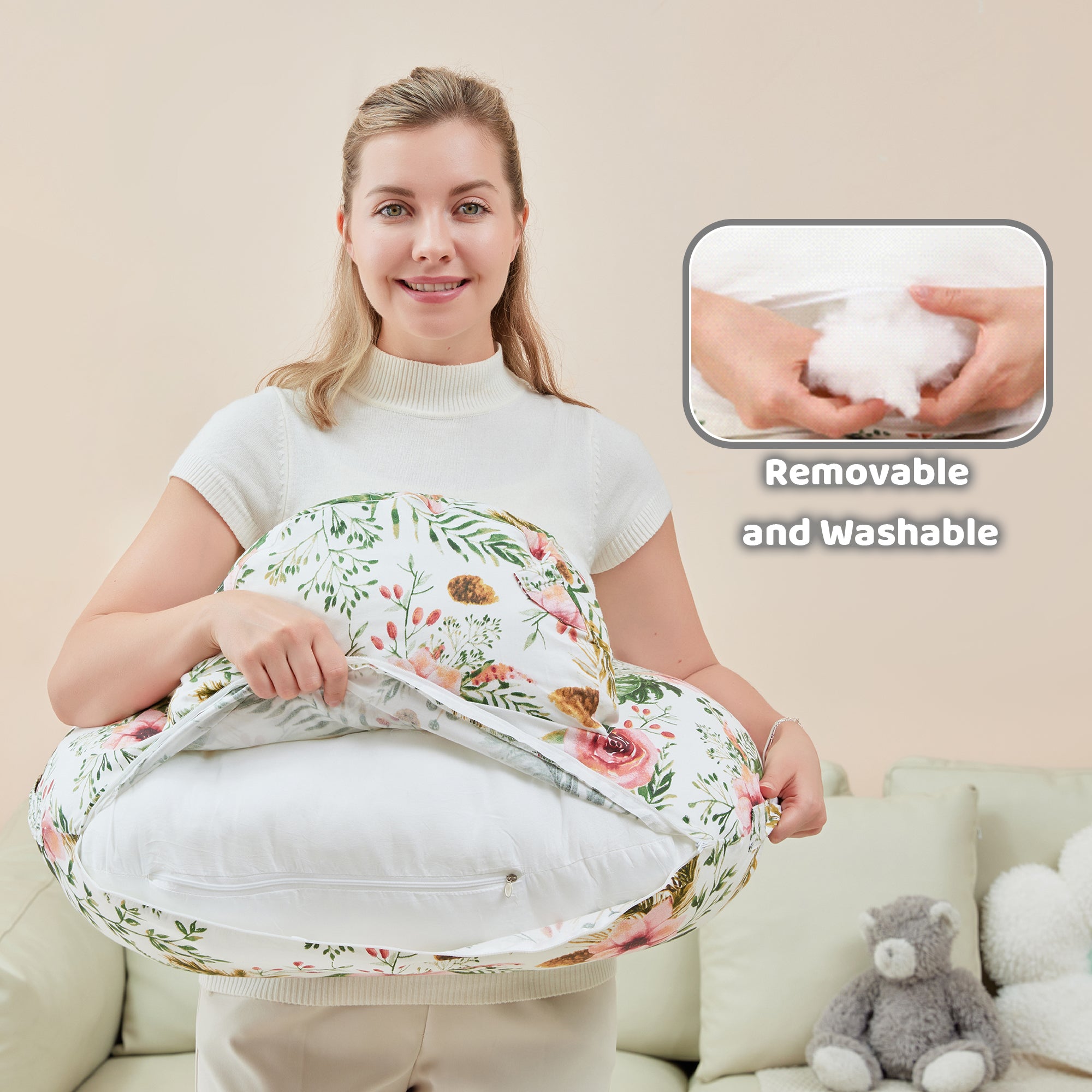 Rose Nursing Pillow for Breastfeeding for Mom Support