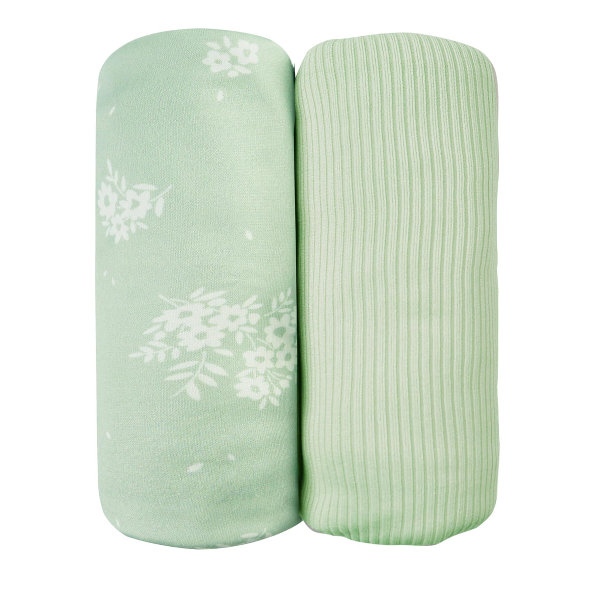 Mint Green Floral 2-Pack Jersey Swaddle Blankets, 40 x 30 in