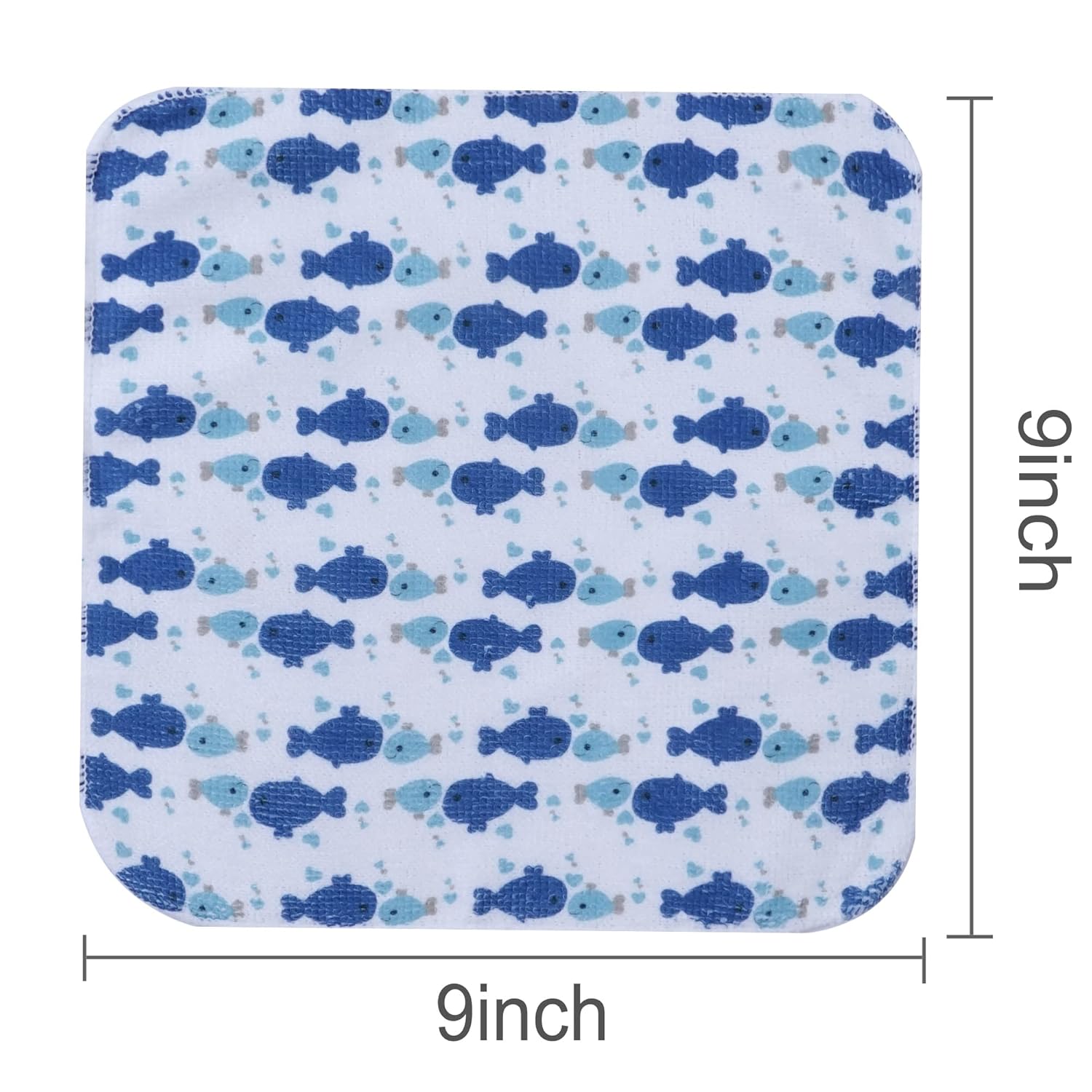 9x9 Blue Whale Baby Washcloths