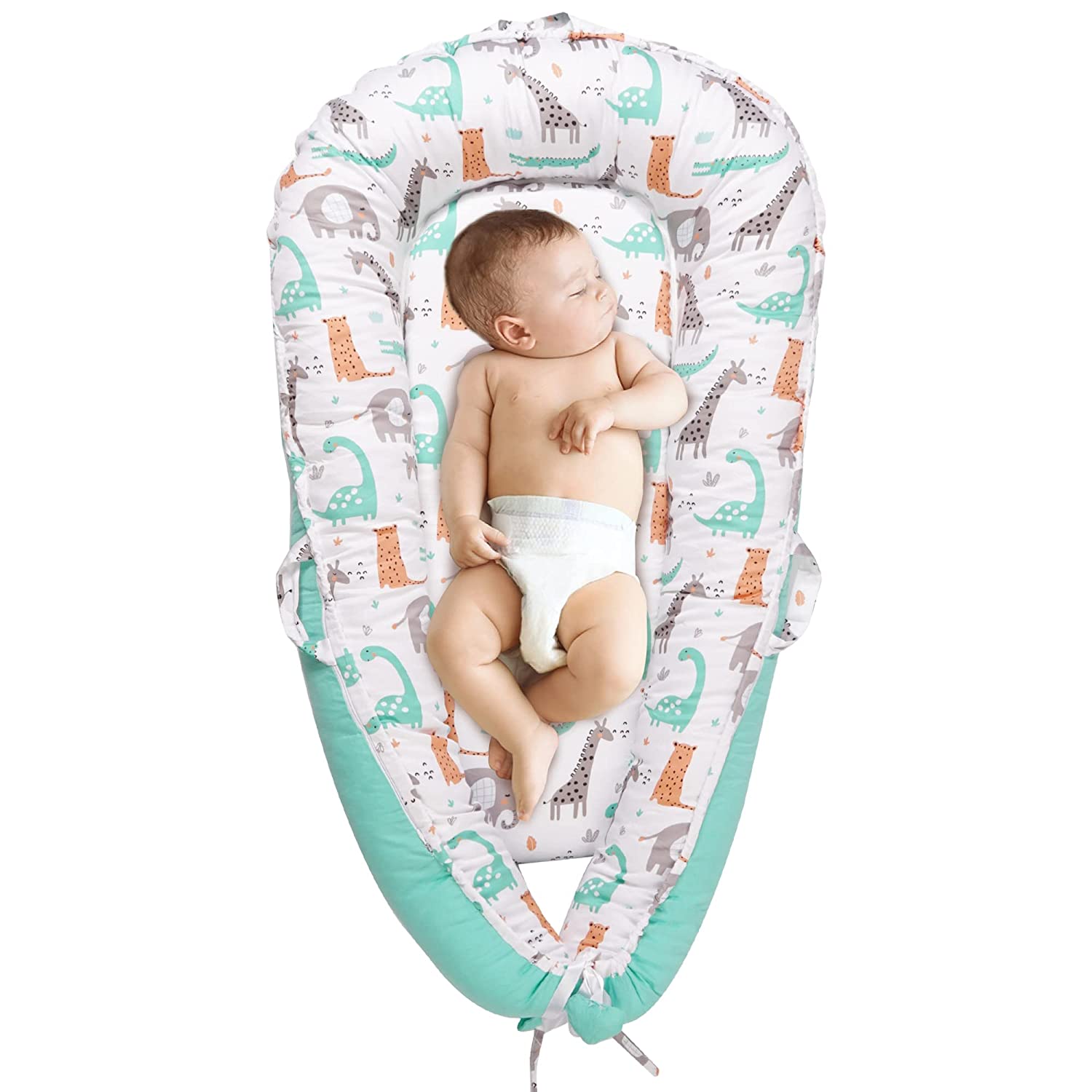 Dinosaur Baby Lounger - Baby Nest Co Sleeper for Baby Bed, Soft & Breathable Portable Cotton Newborn Lounger Nest for Crib Bassinet